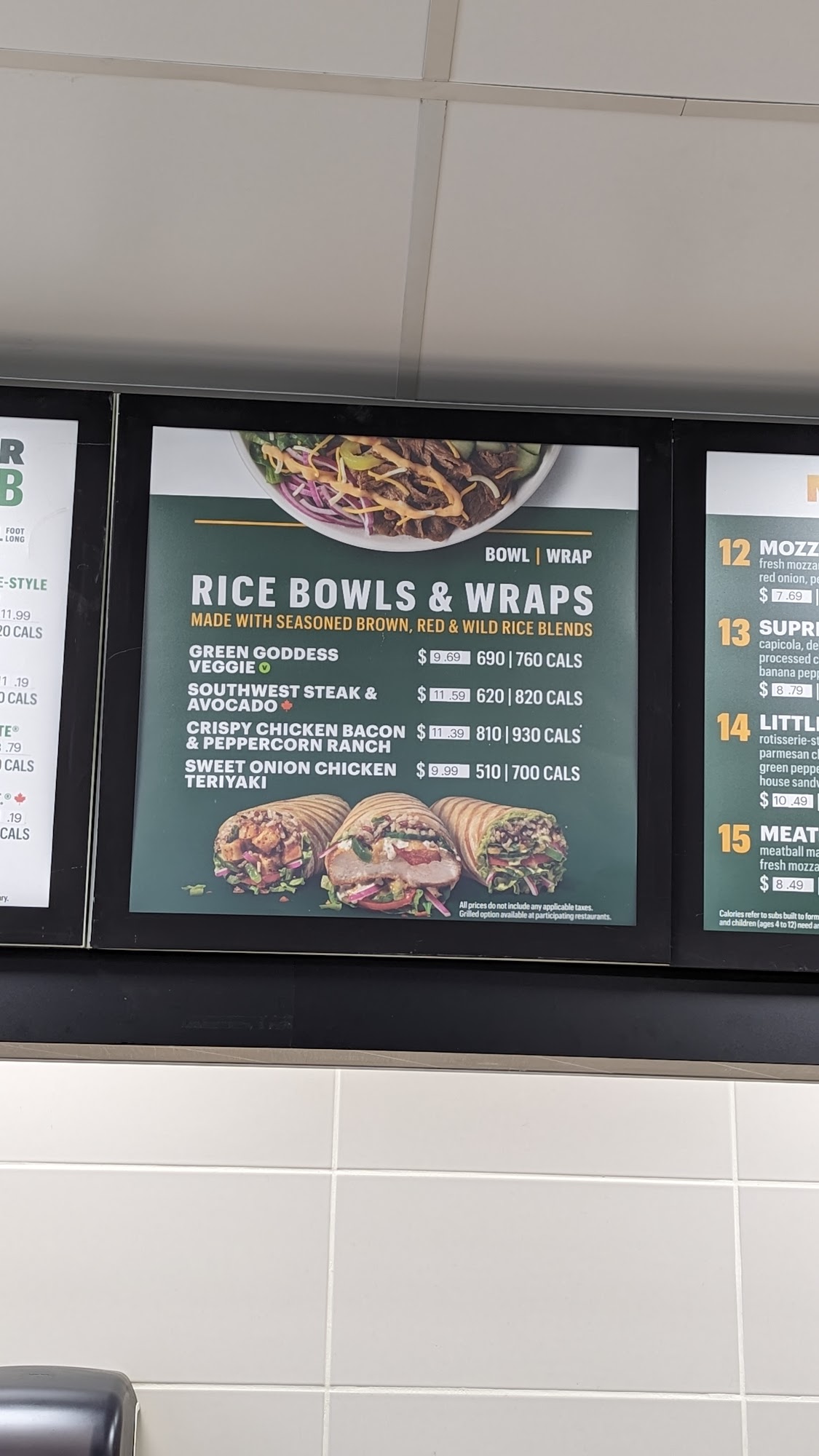 Subway Menu