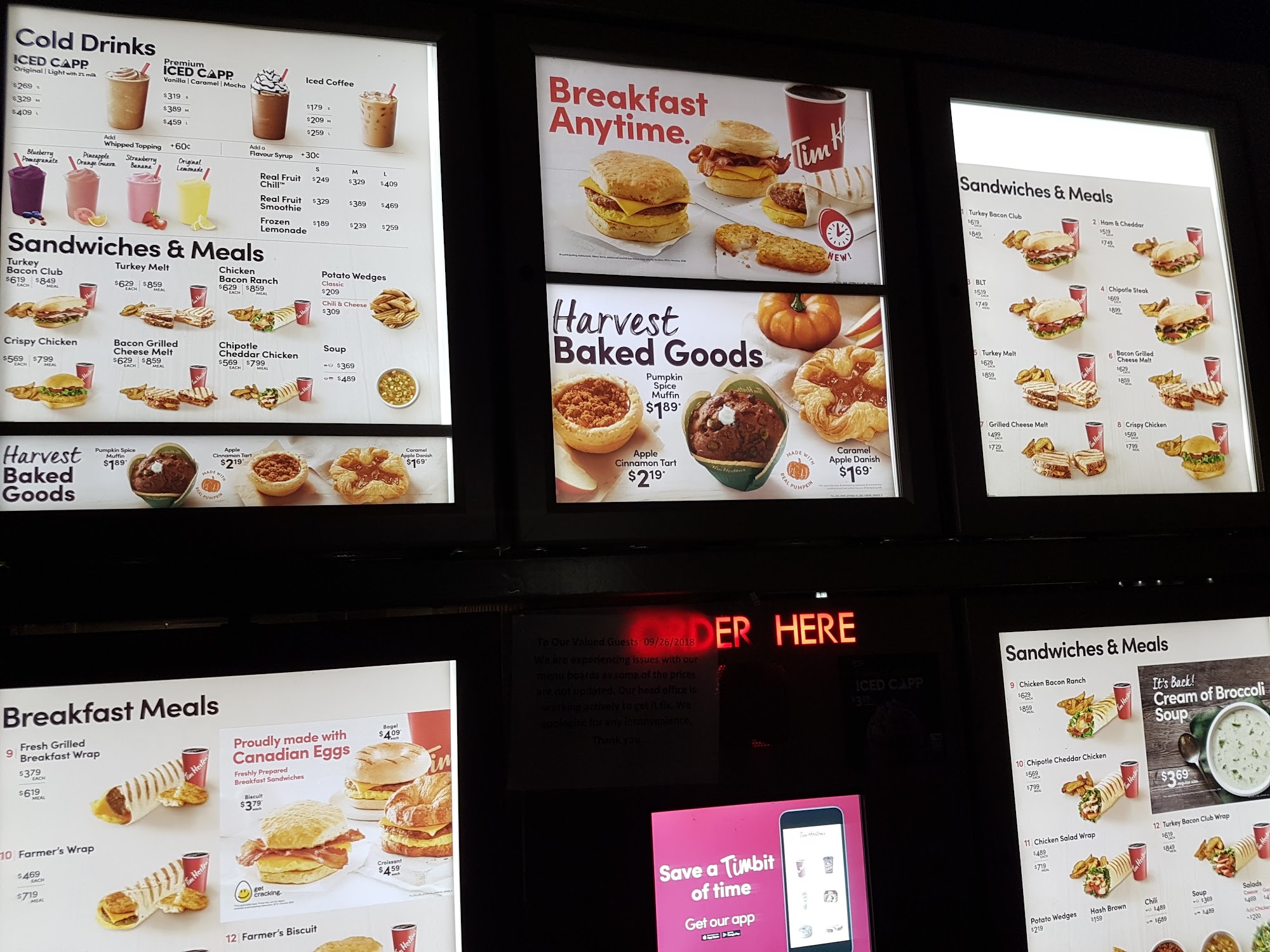 Tim Hortons Menu