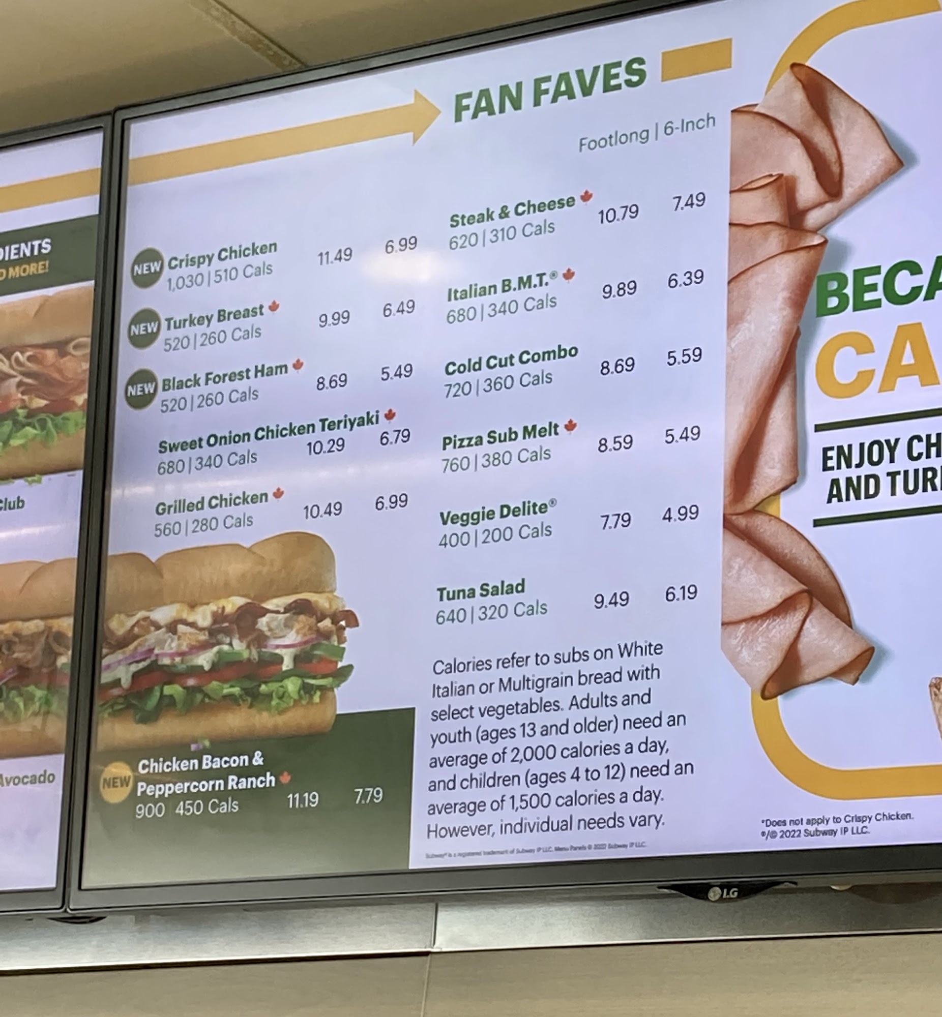 Subway Menu