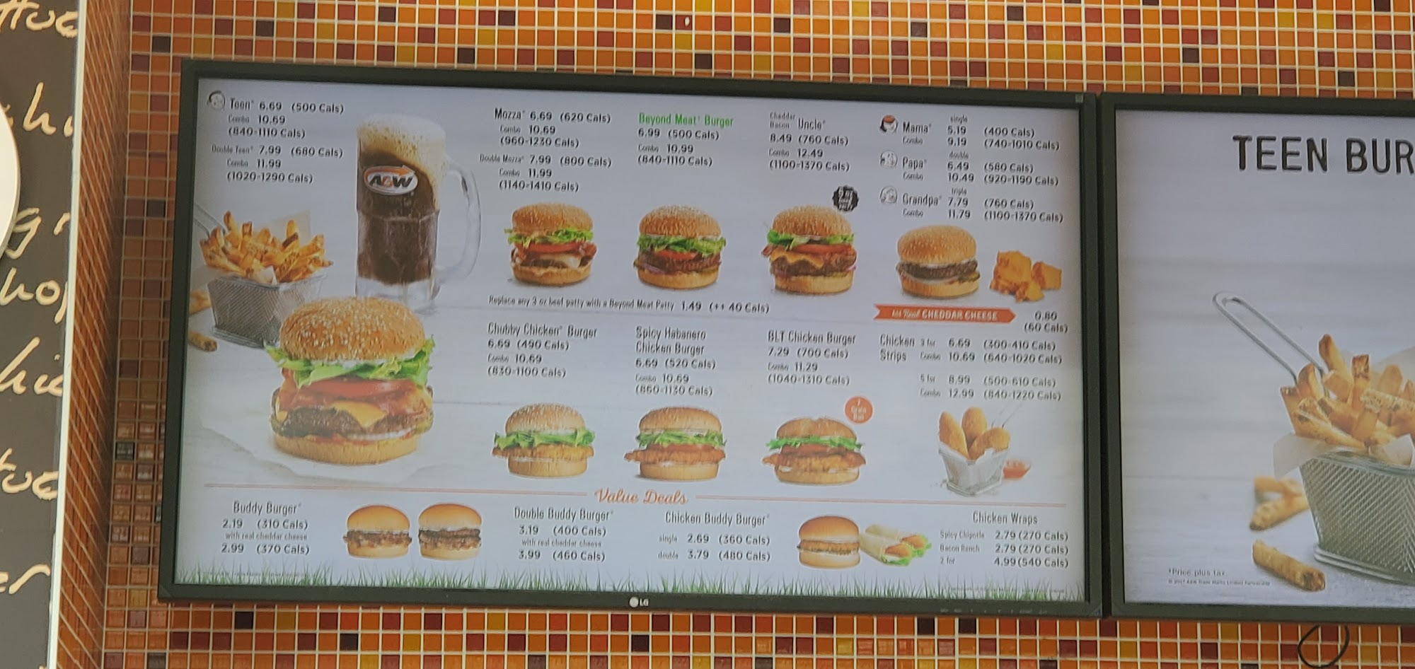 A&W Canada Menu