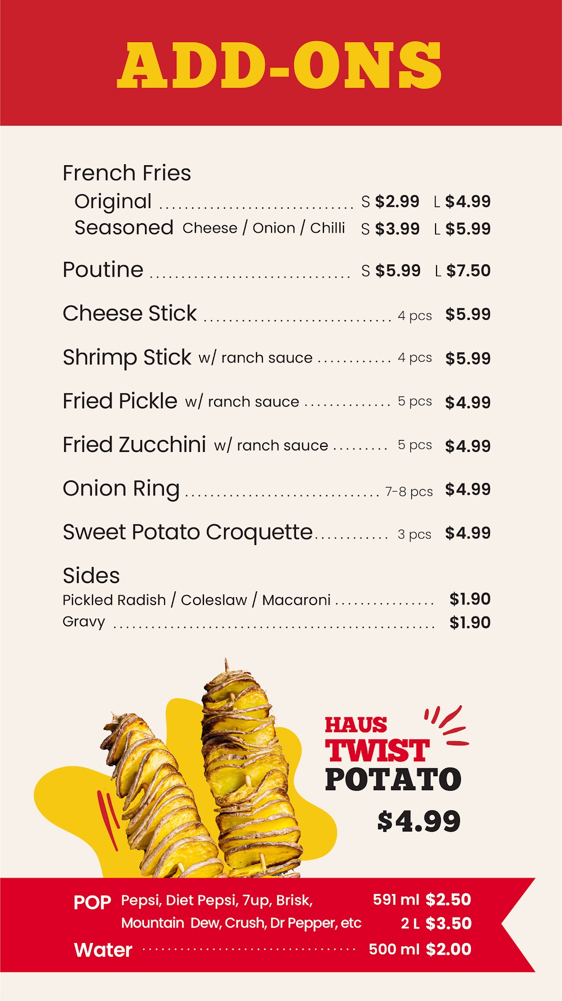 Chicken Haus Menu