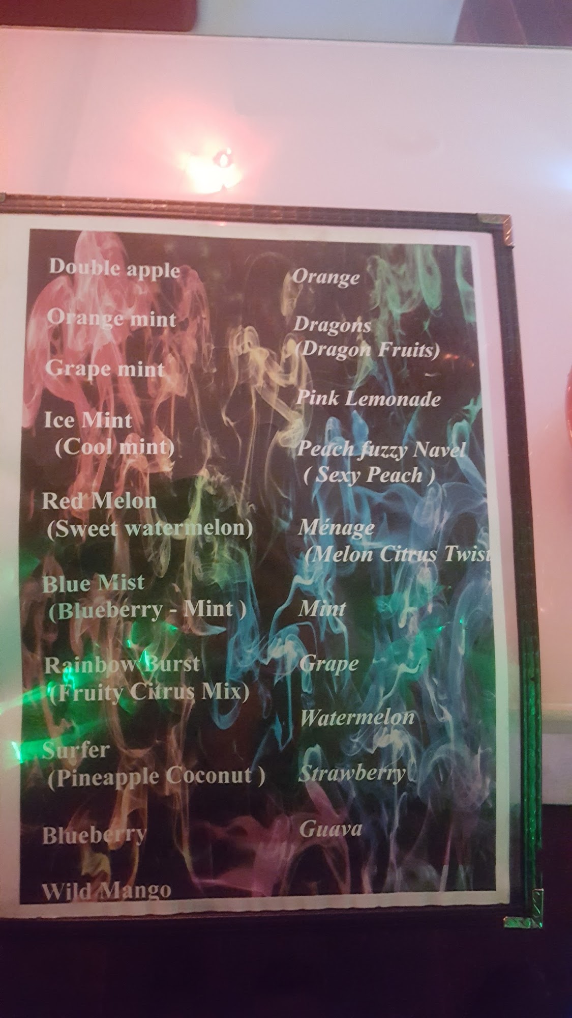 Euphoric Lounge Menu