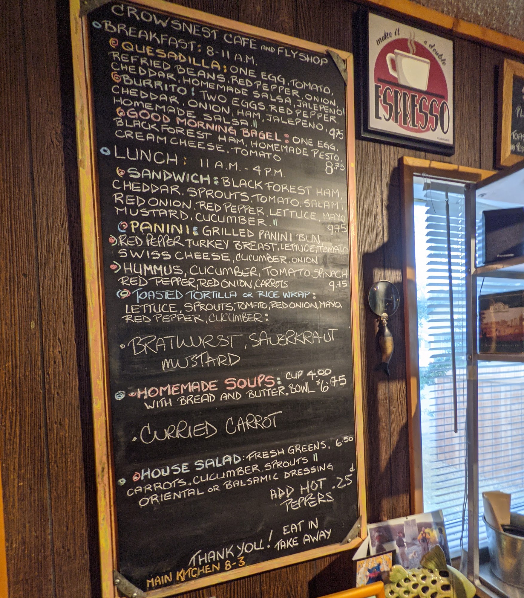 Crowsnest Cafe & Fly Shop Menu