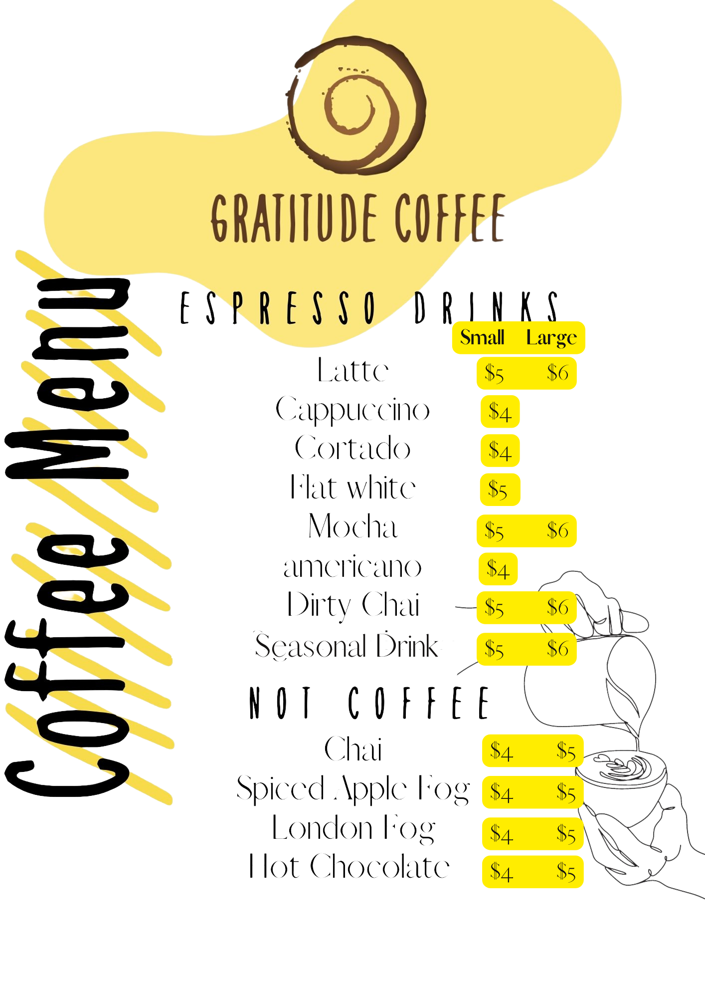 Gratitude Coffee Menu