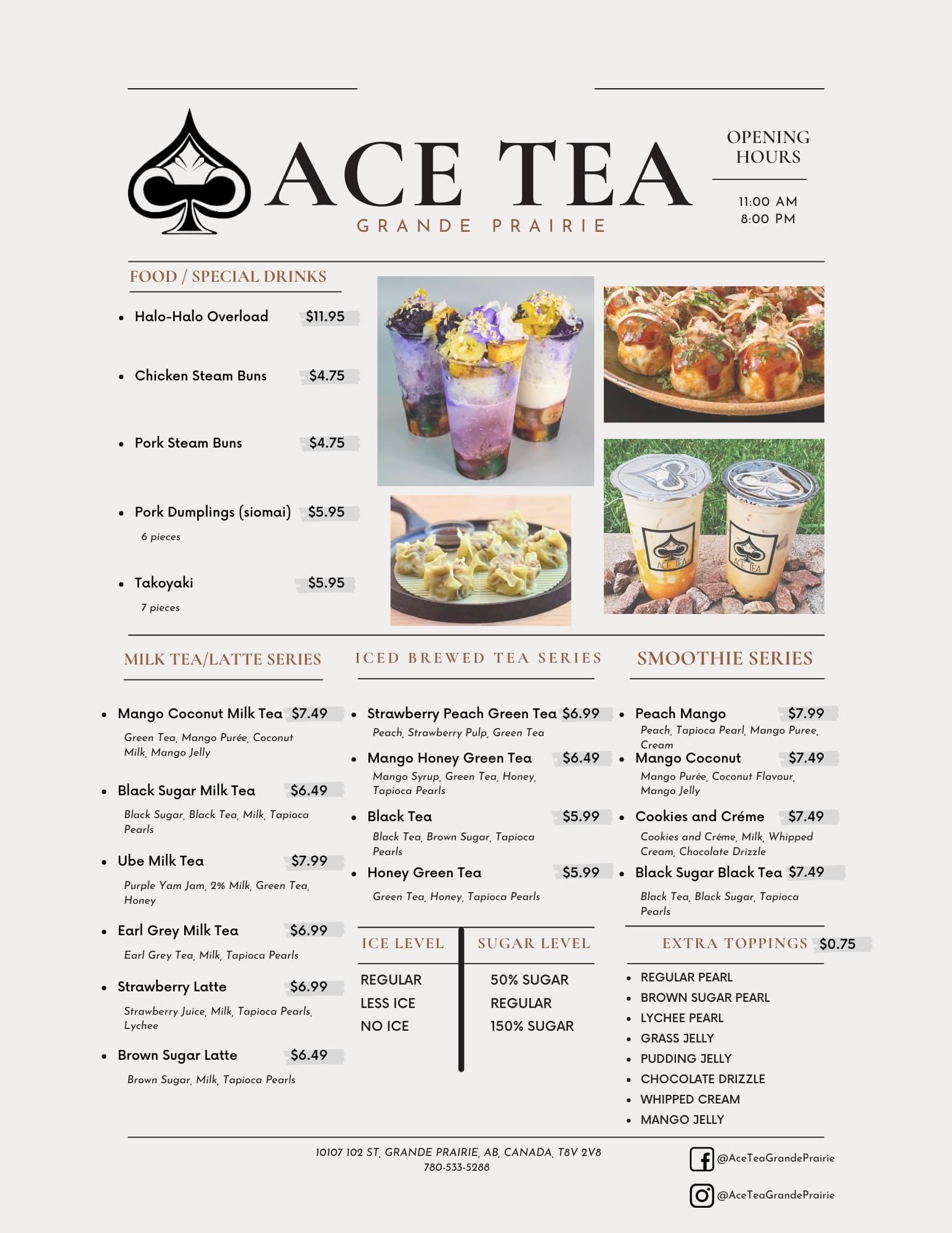 Ace Tea Grande Prairie Menu