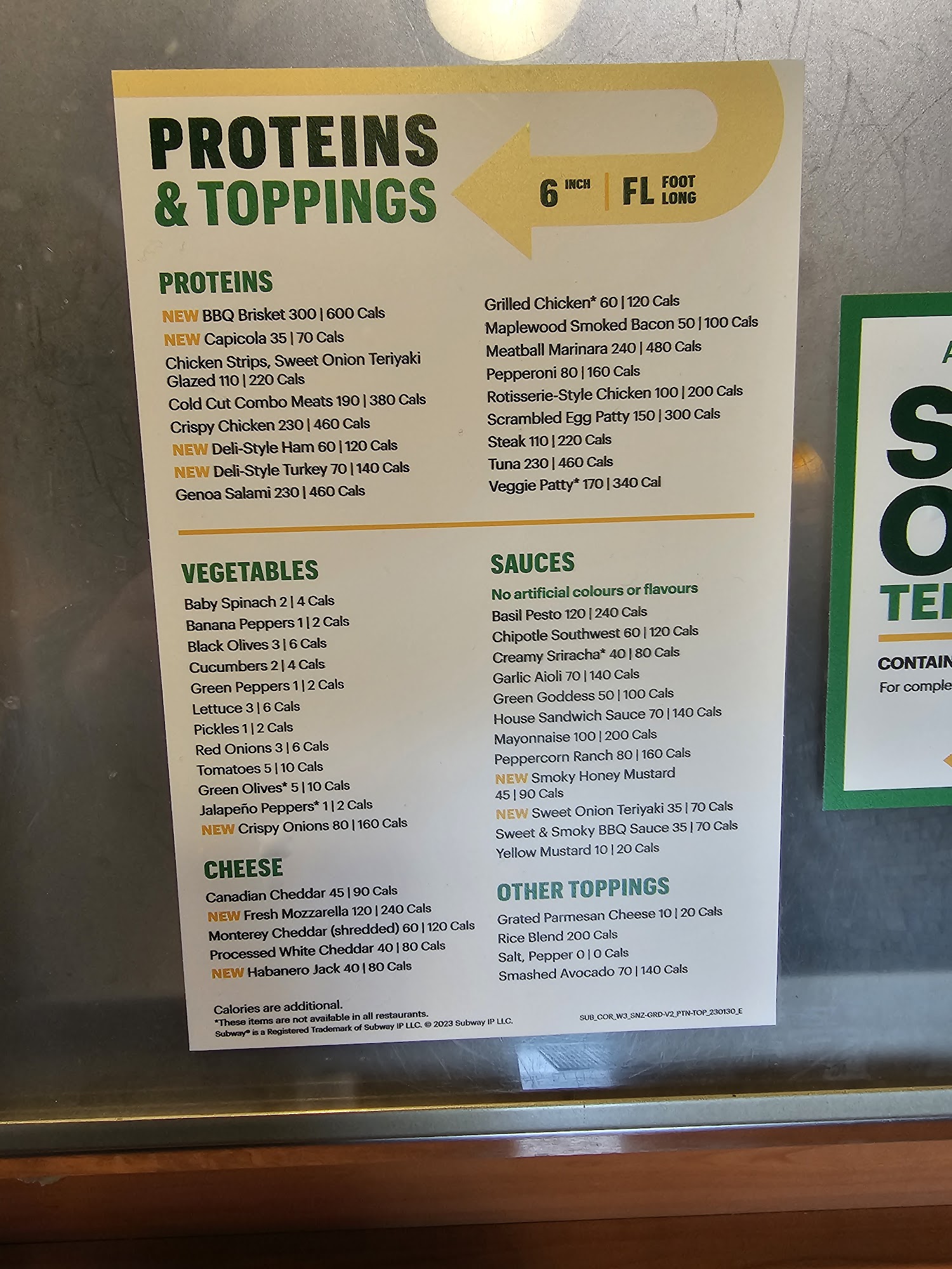 Subway Menu