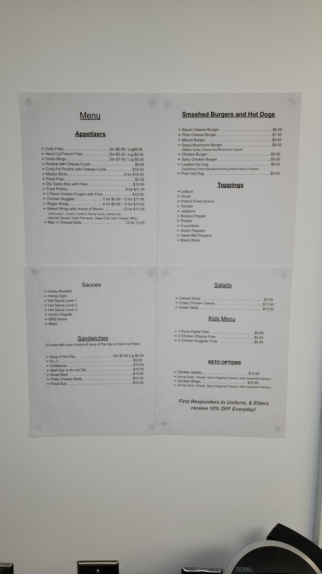 On The Way Restaurant Menu