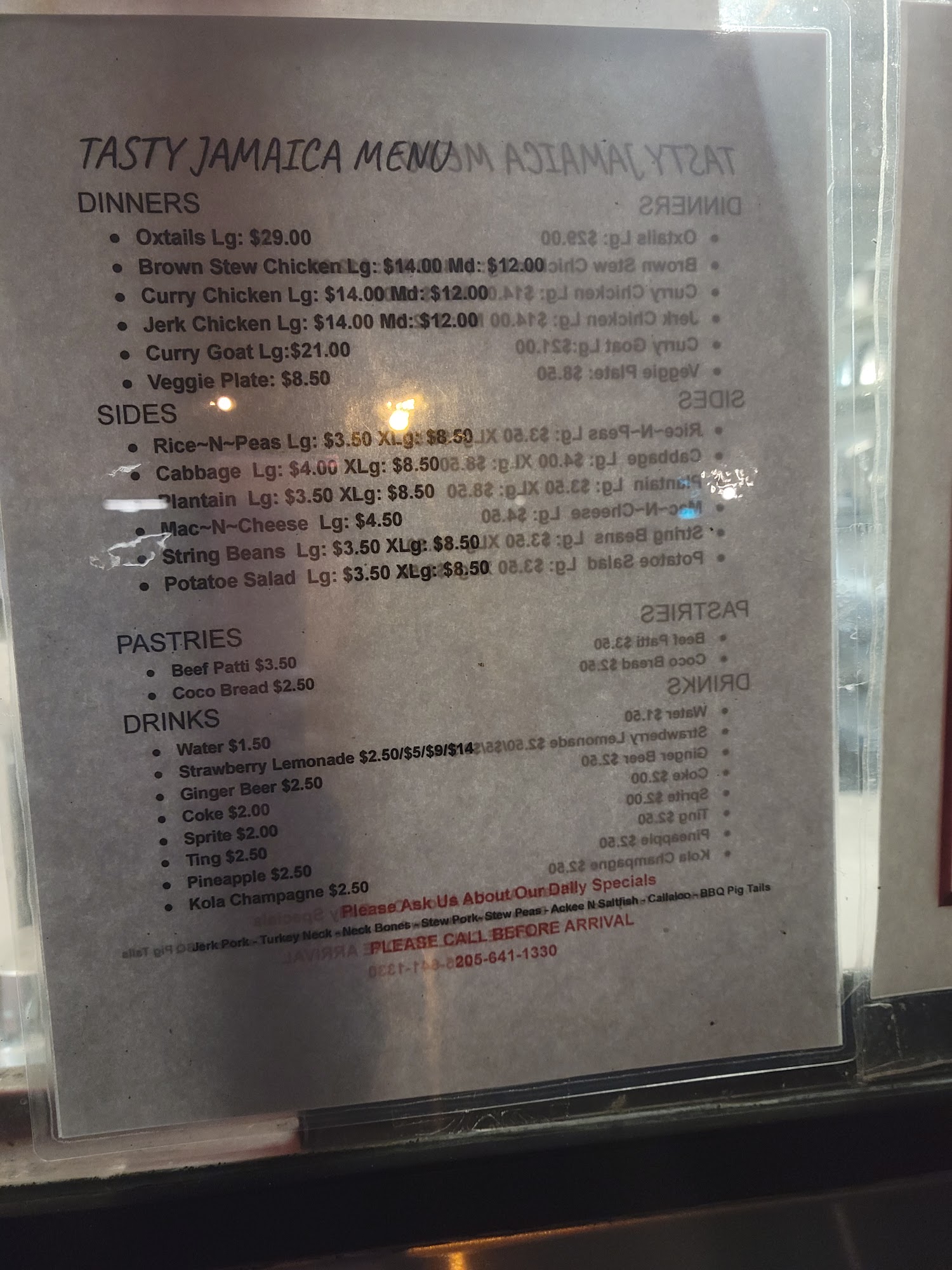 Tasty Jamaica LLC Menu
