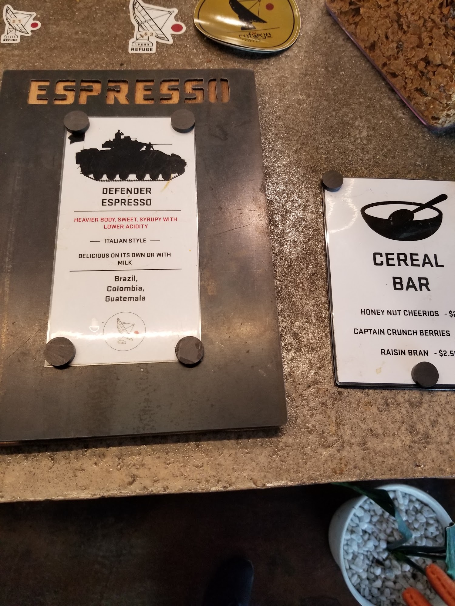 Refuge Coffee Roastery Menu