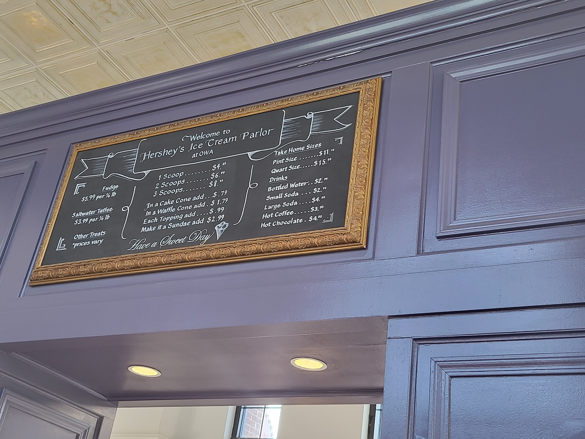 Hershey's Ice Cream Parlor at OWA Menu