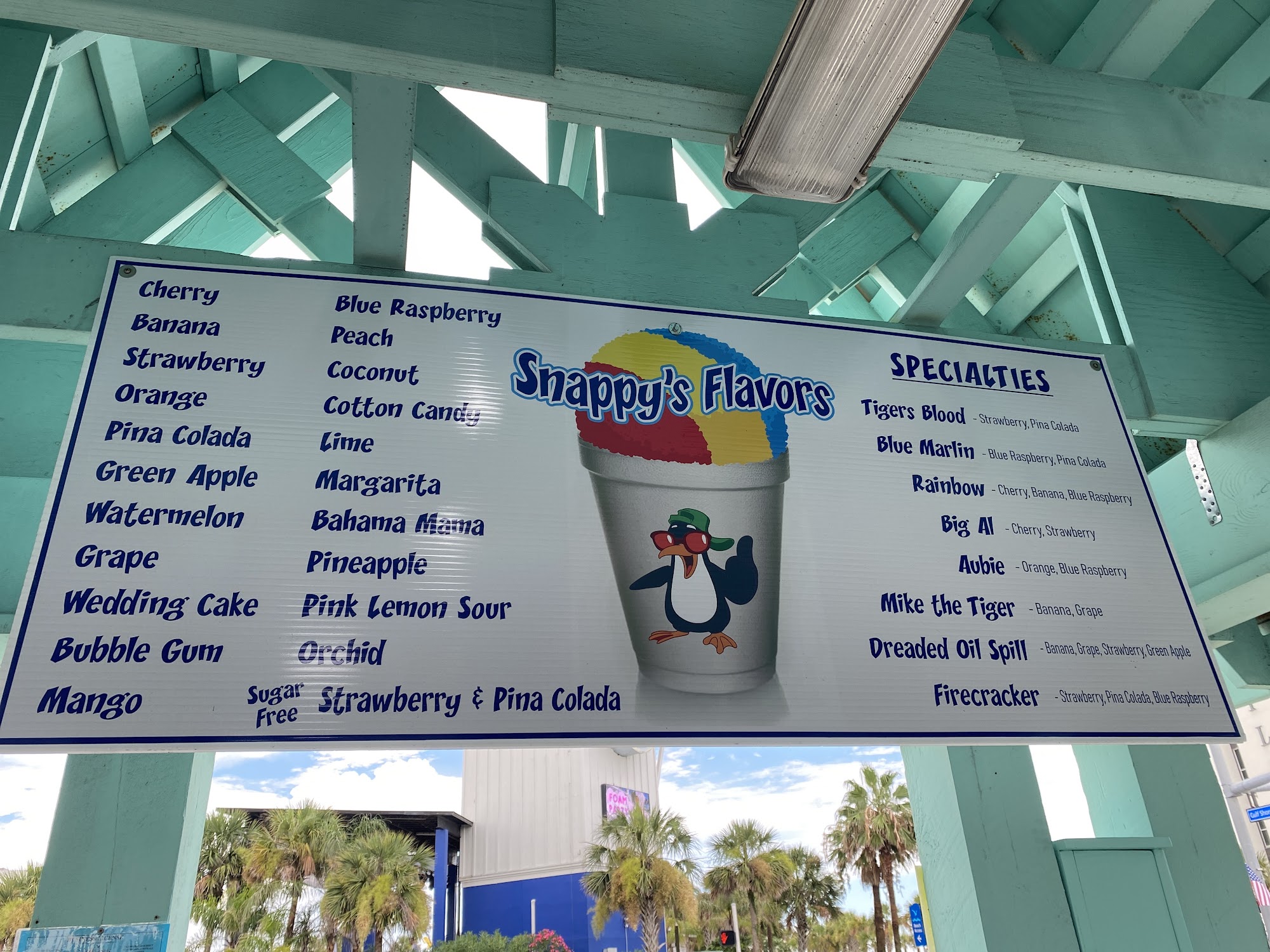 Snappy's Snowcones Menu