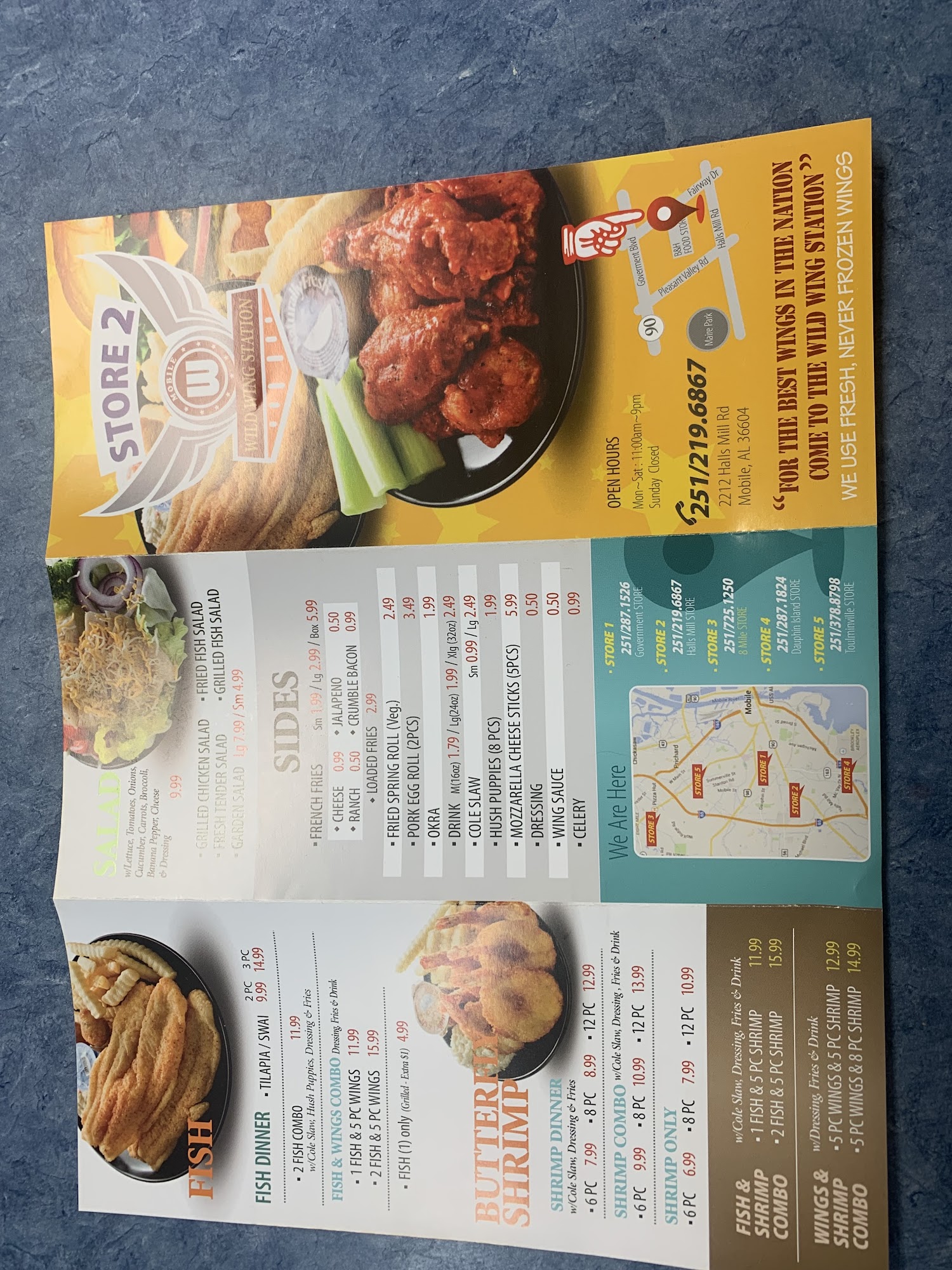 Wild Wing Station Menu