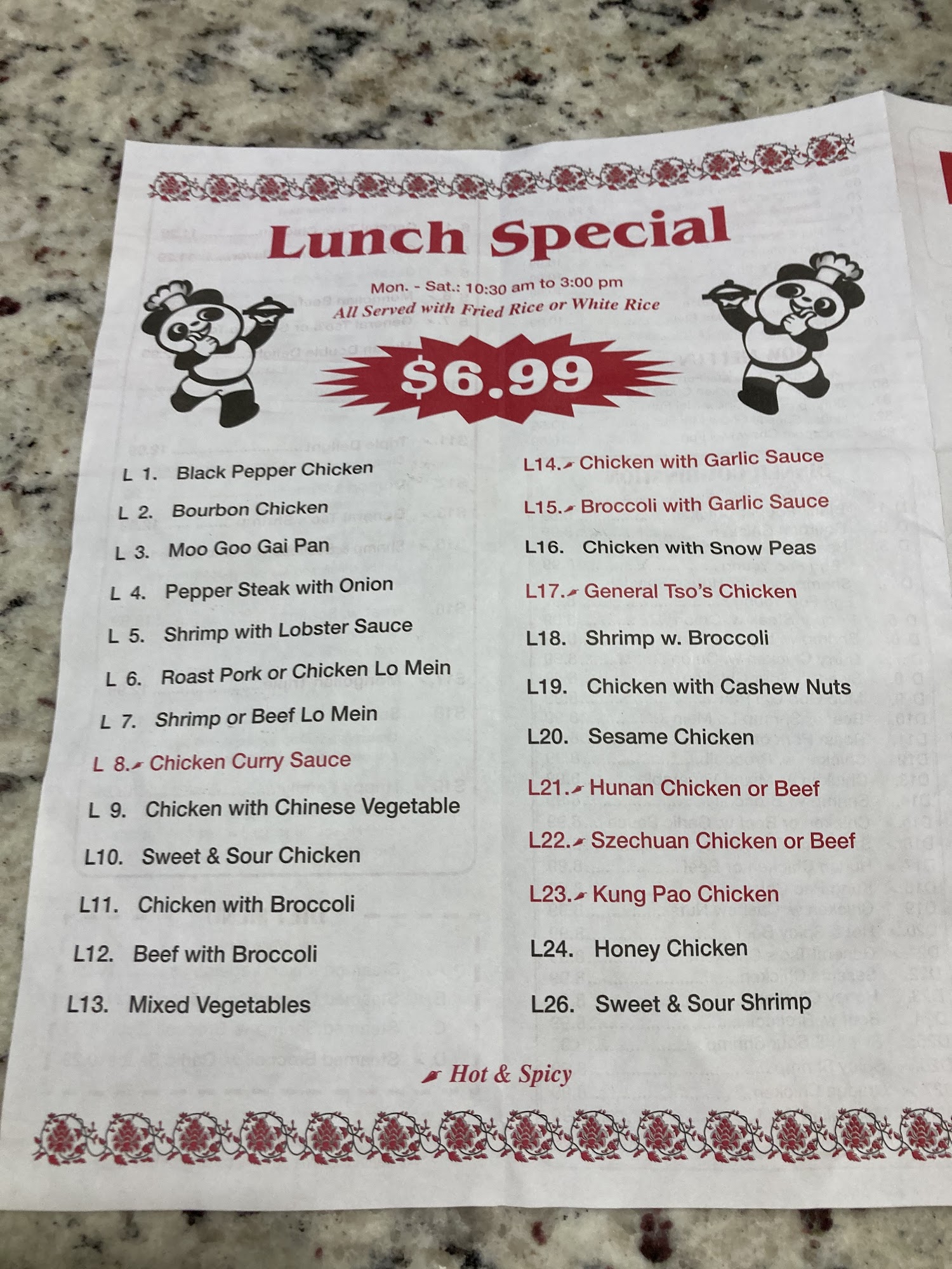 Panda House Menu