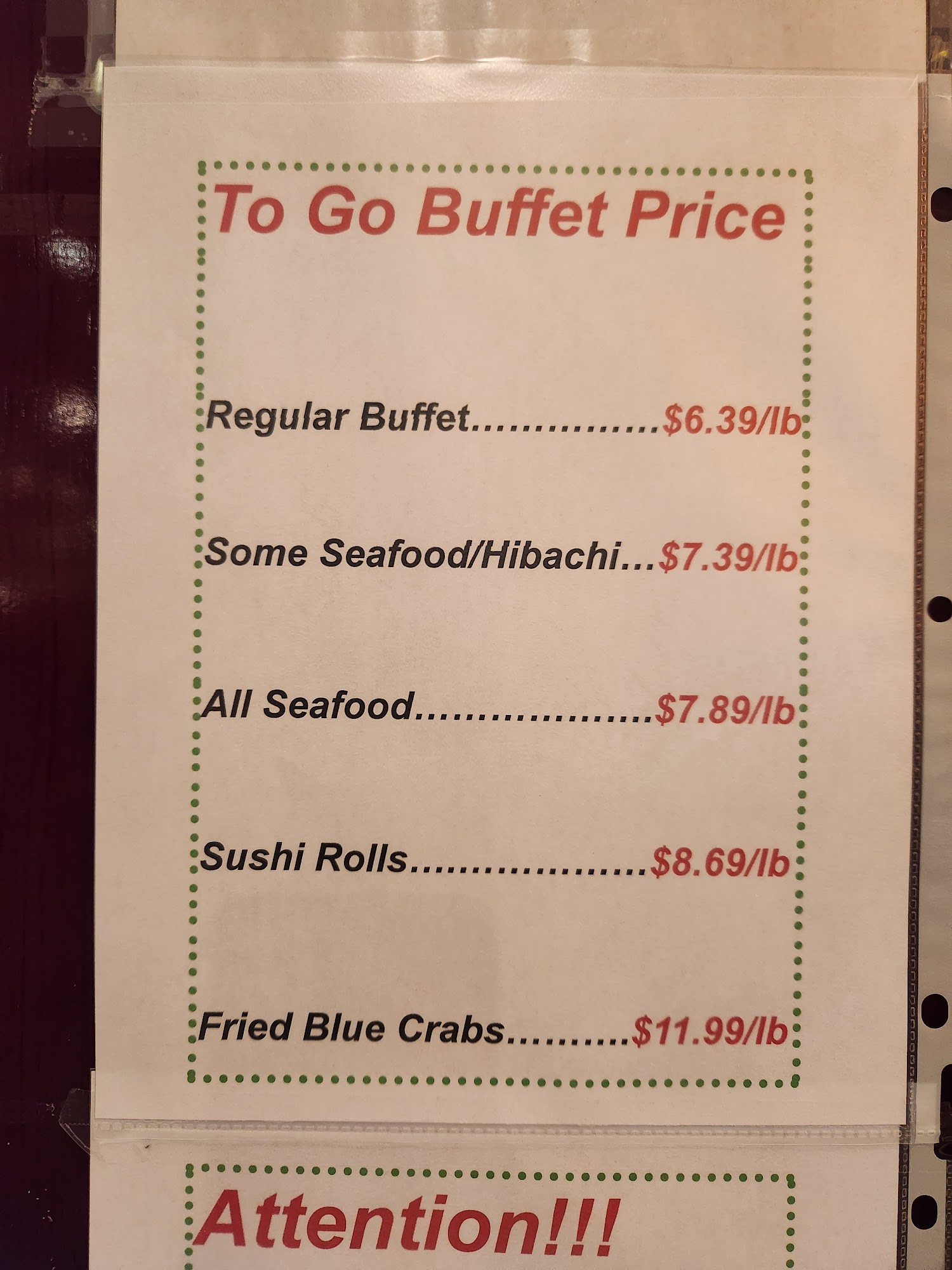 Hibachi Sushi Menu