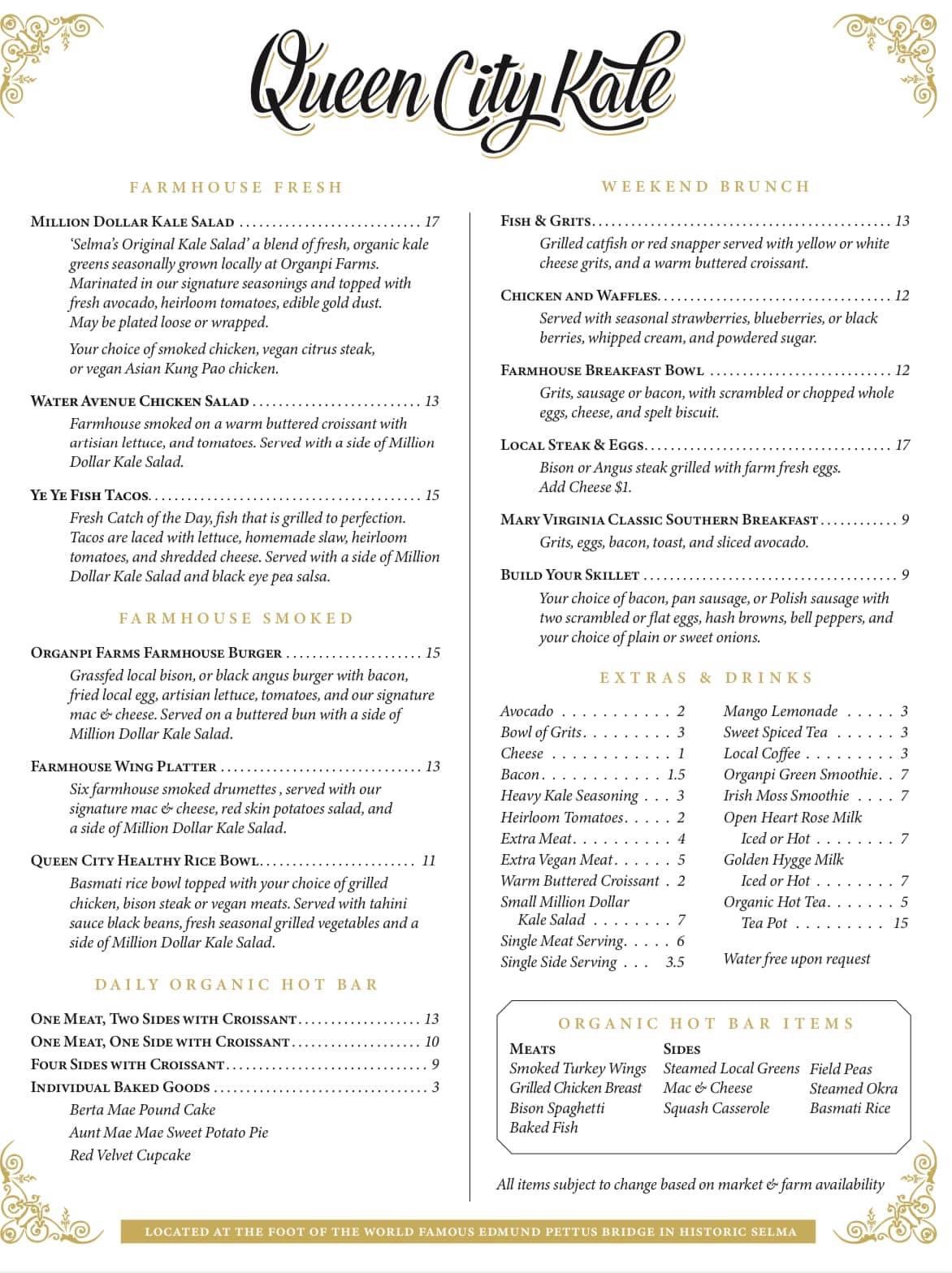 Queen City Kale Menu
