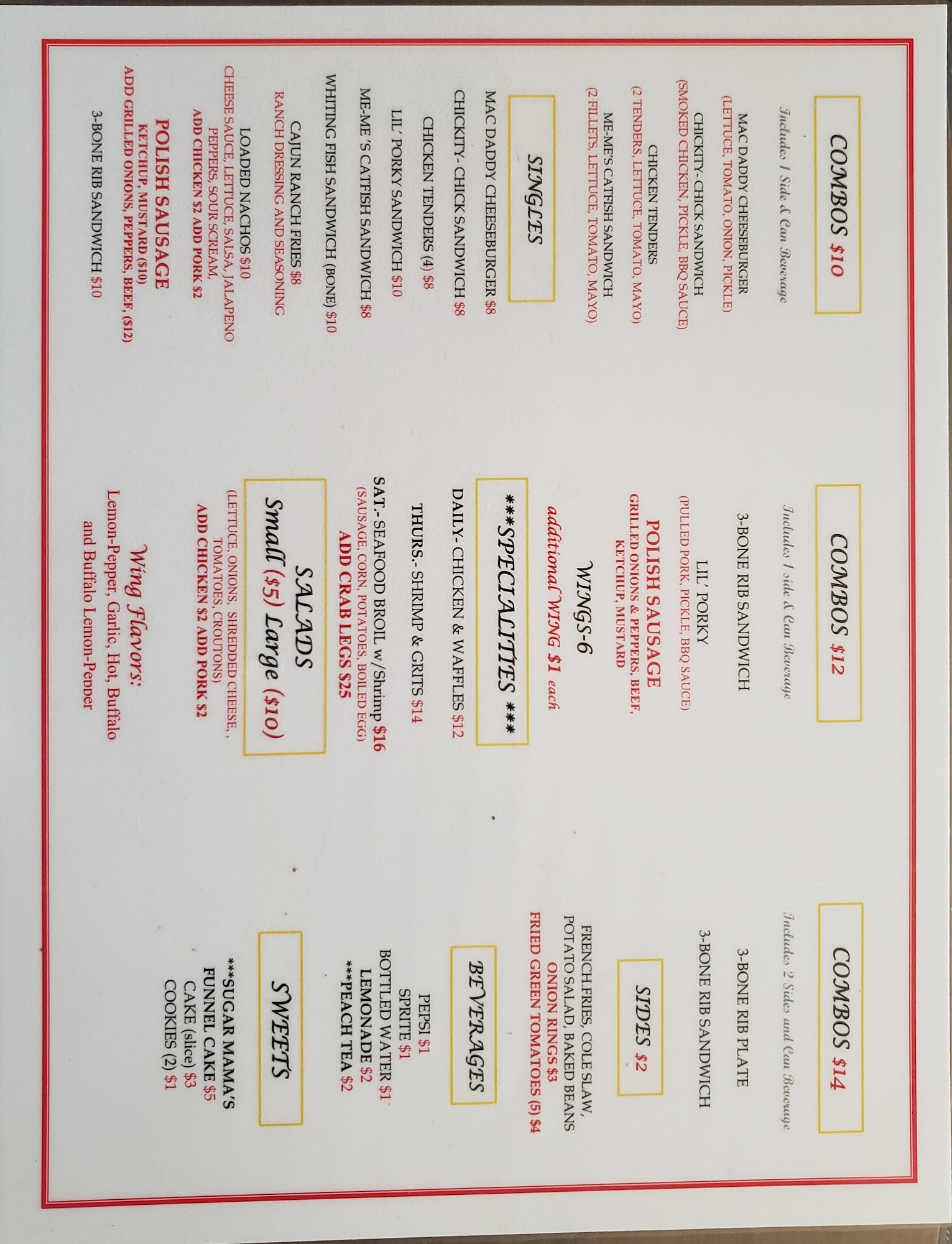 McArthur's Cafe and Grill Menu