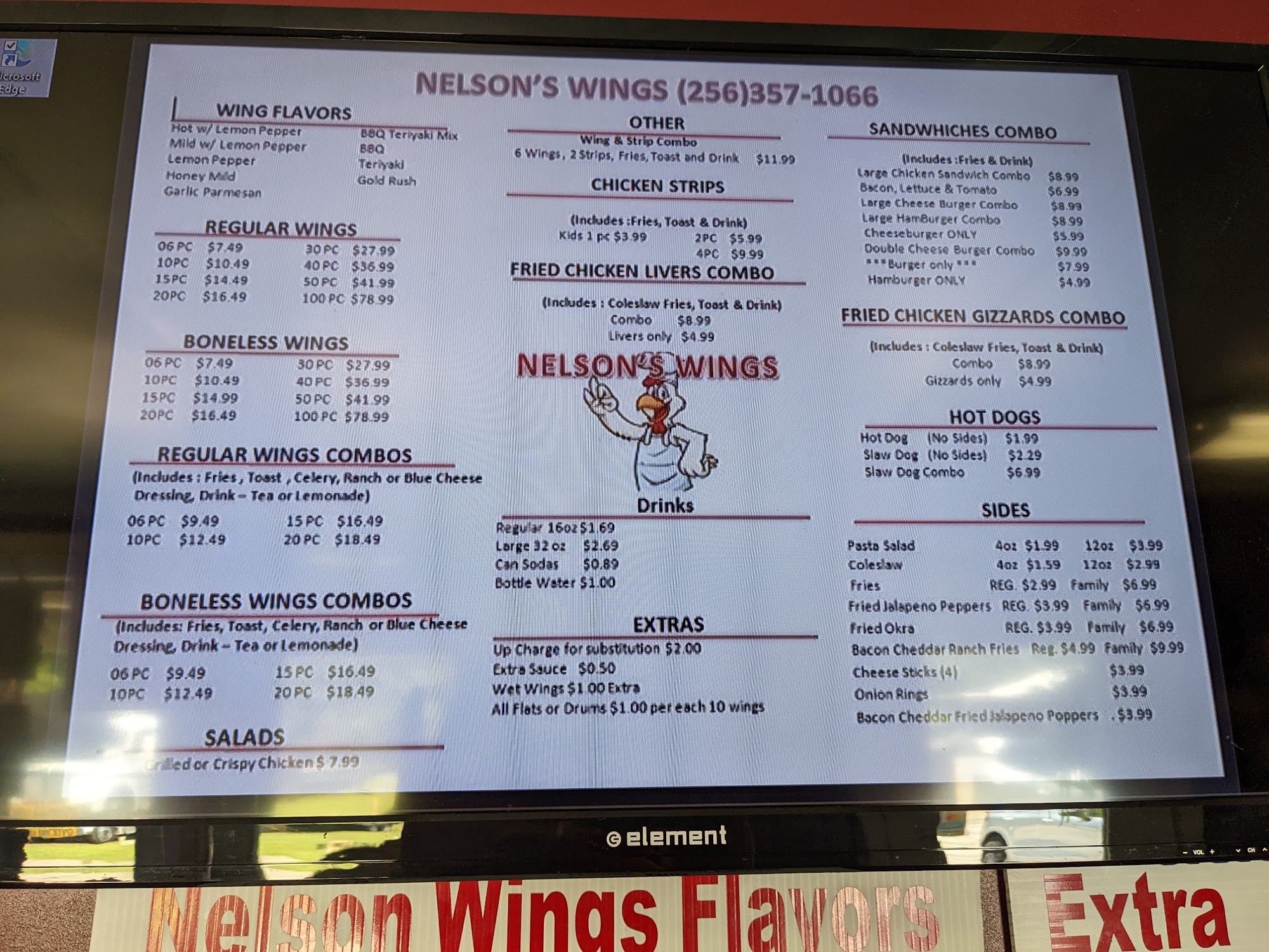 Nelson's Wings & Things Menu