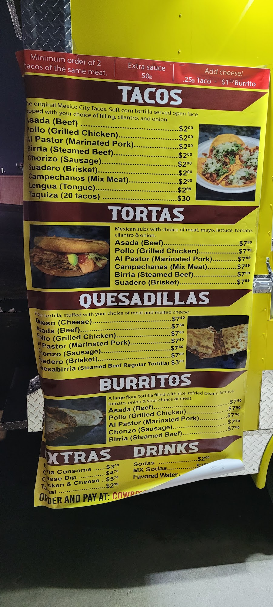 Cowboy Taco Menu