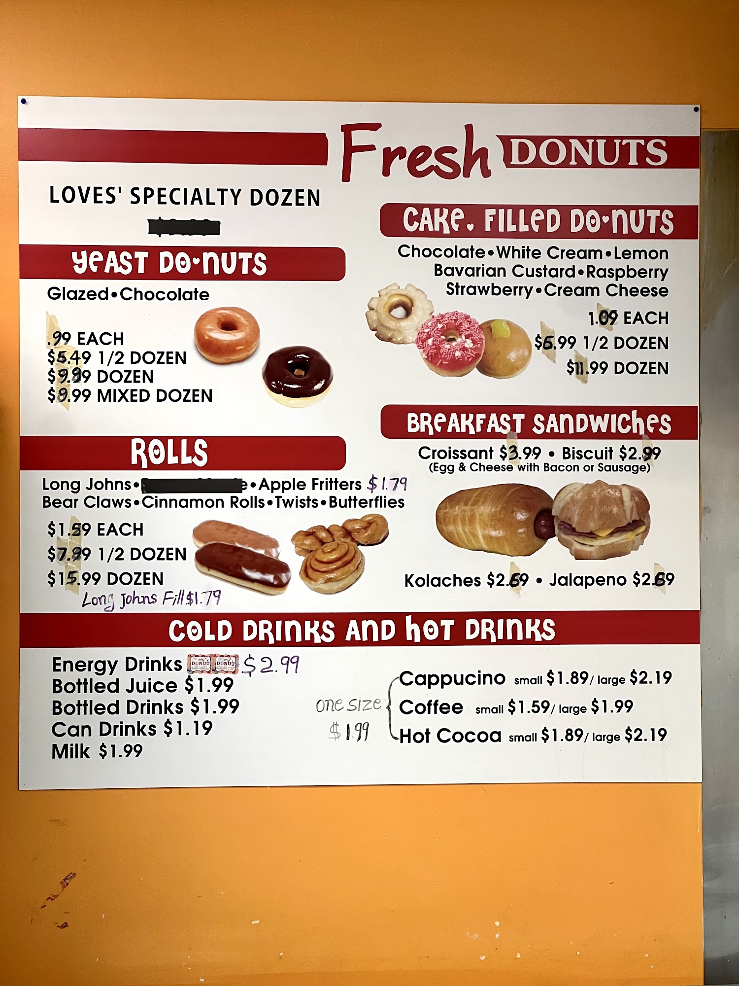Fresh Donuts Menu
