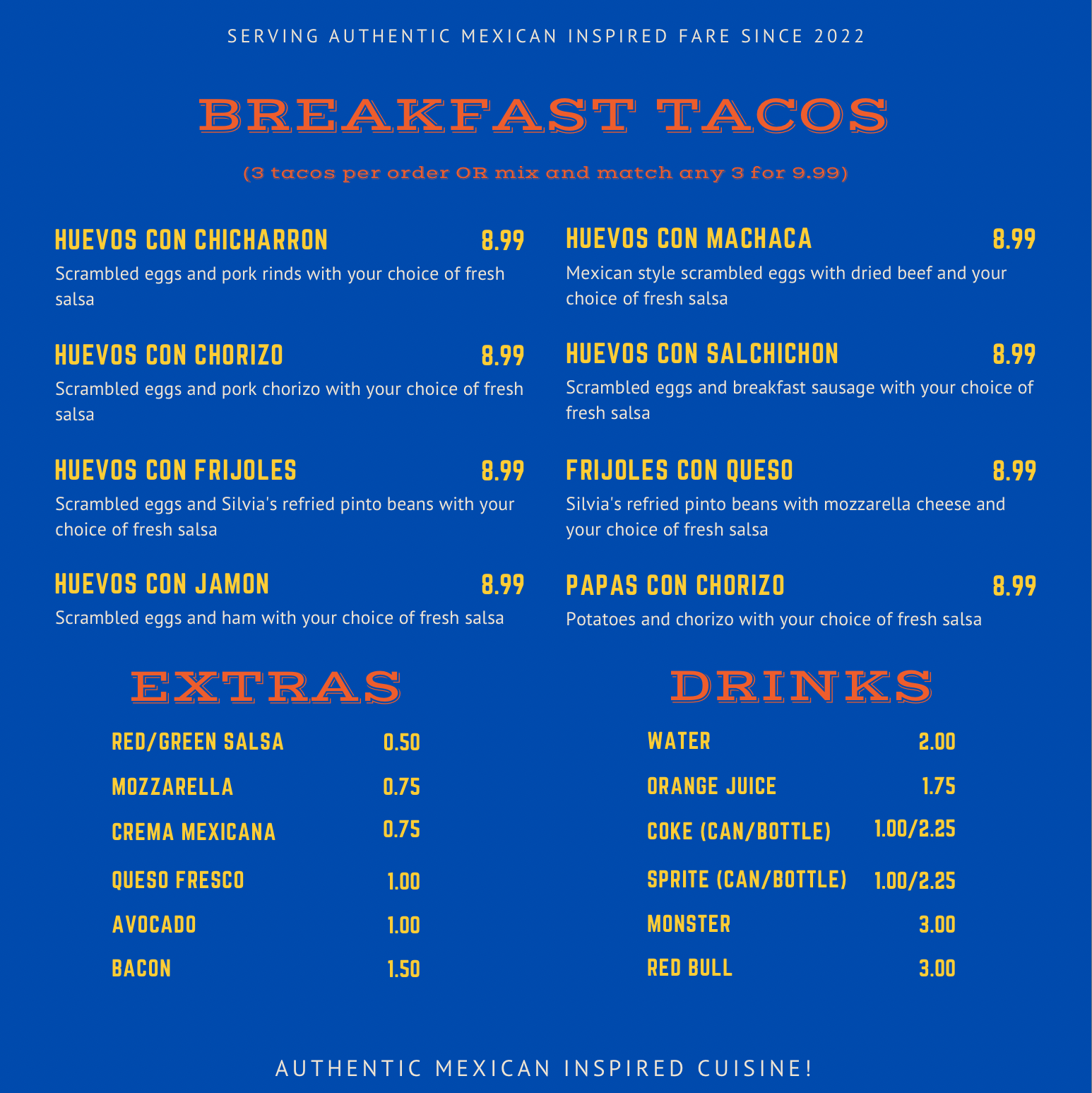 Silvia's Kitchen Menu