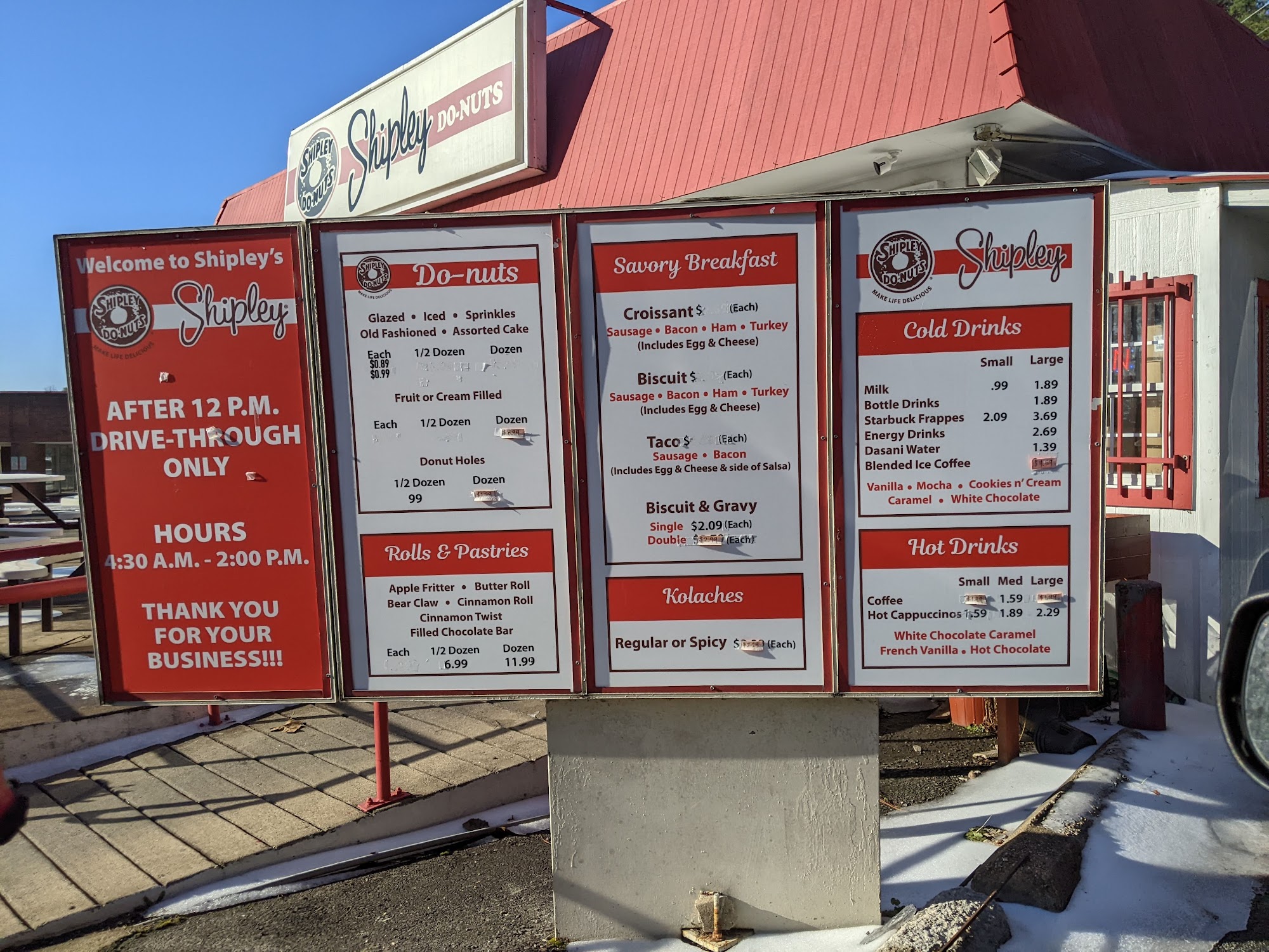 Shipley Do-Nuts Menu