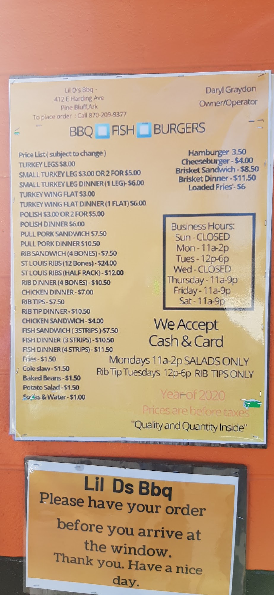 LIL D'S BBQ 412 E Harding Ave, Pine Bluff