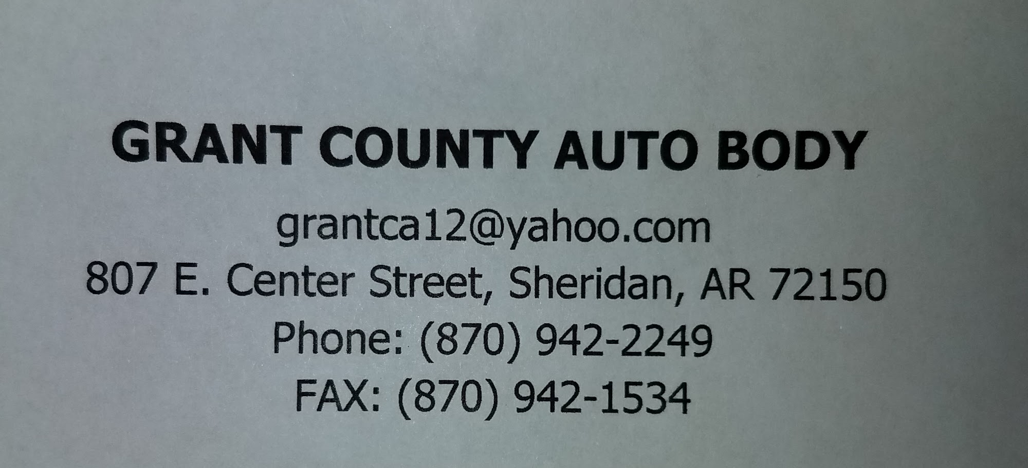 Grant County Auto Body 807 E Center St, Sheridan Arkansas 72150