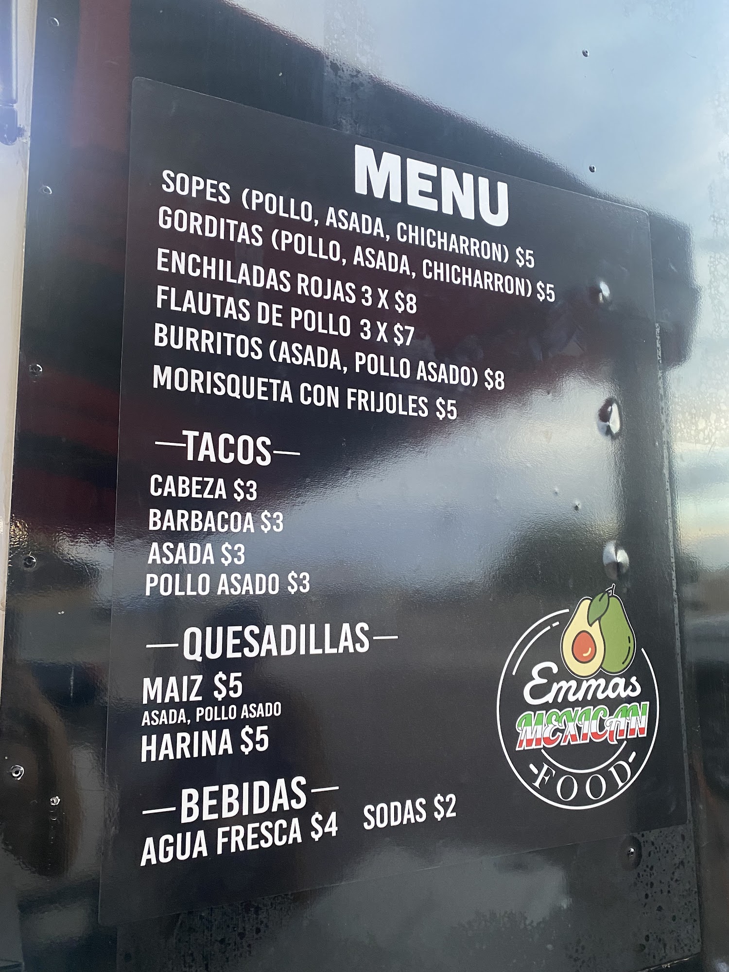 Emmas mexican food Menu