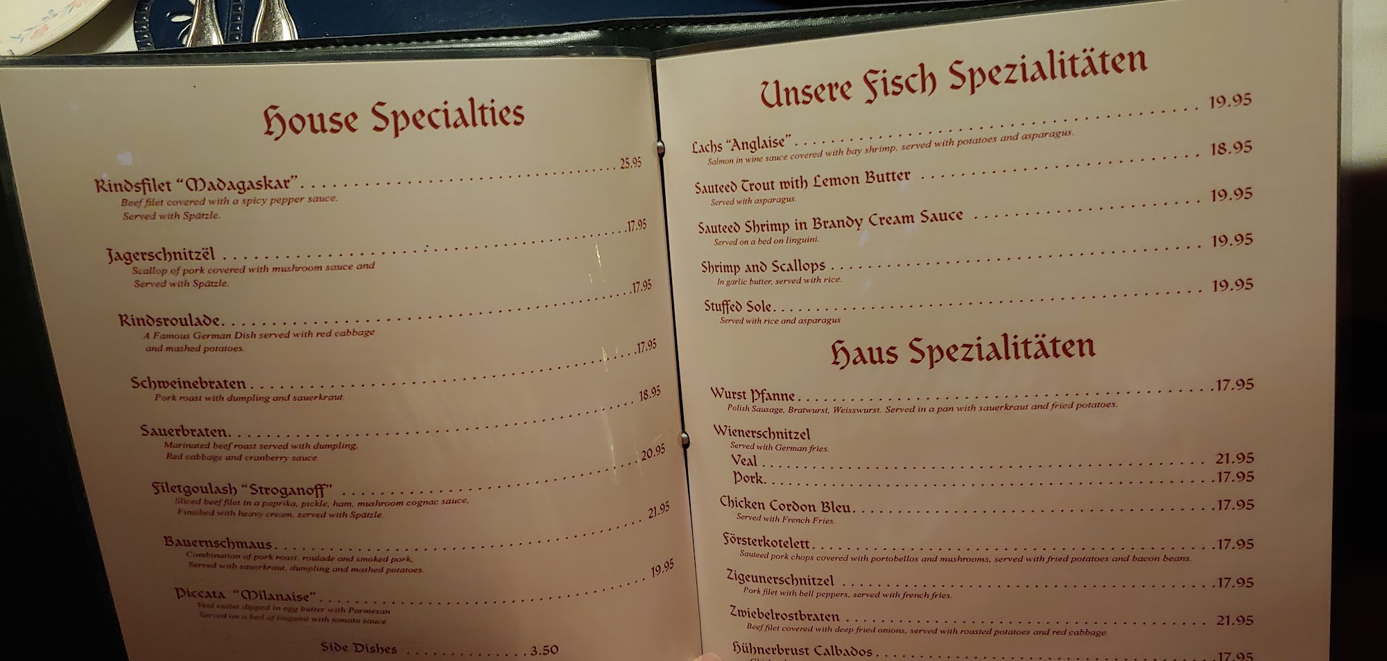 Bavarian Point Restaurant Menu