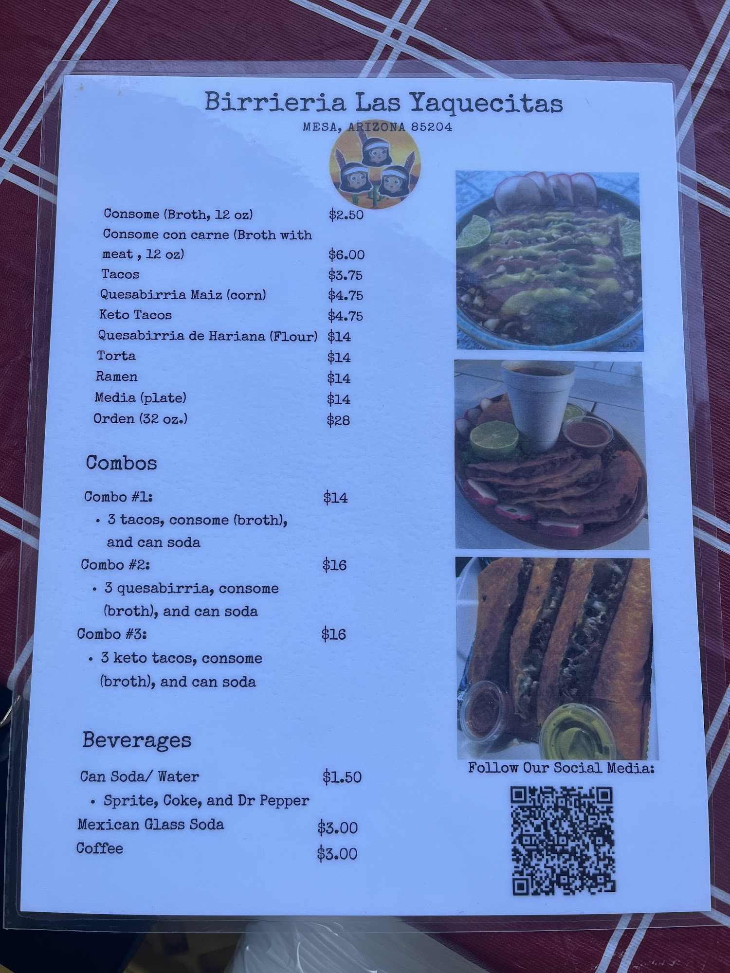 Birrieria las Yaquecitas Menu