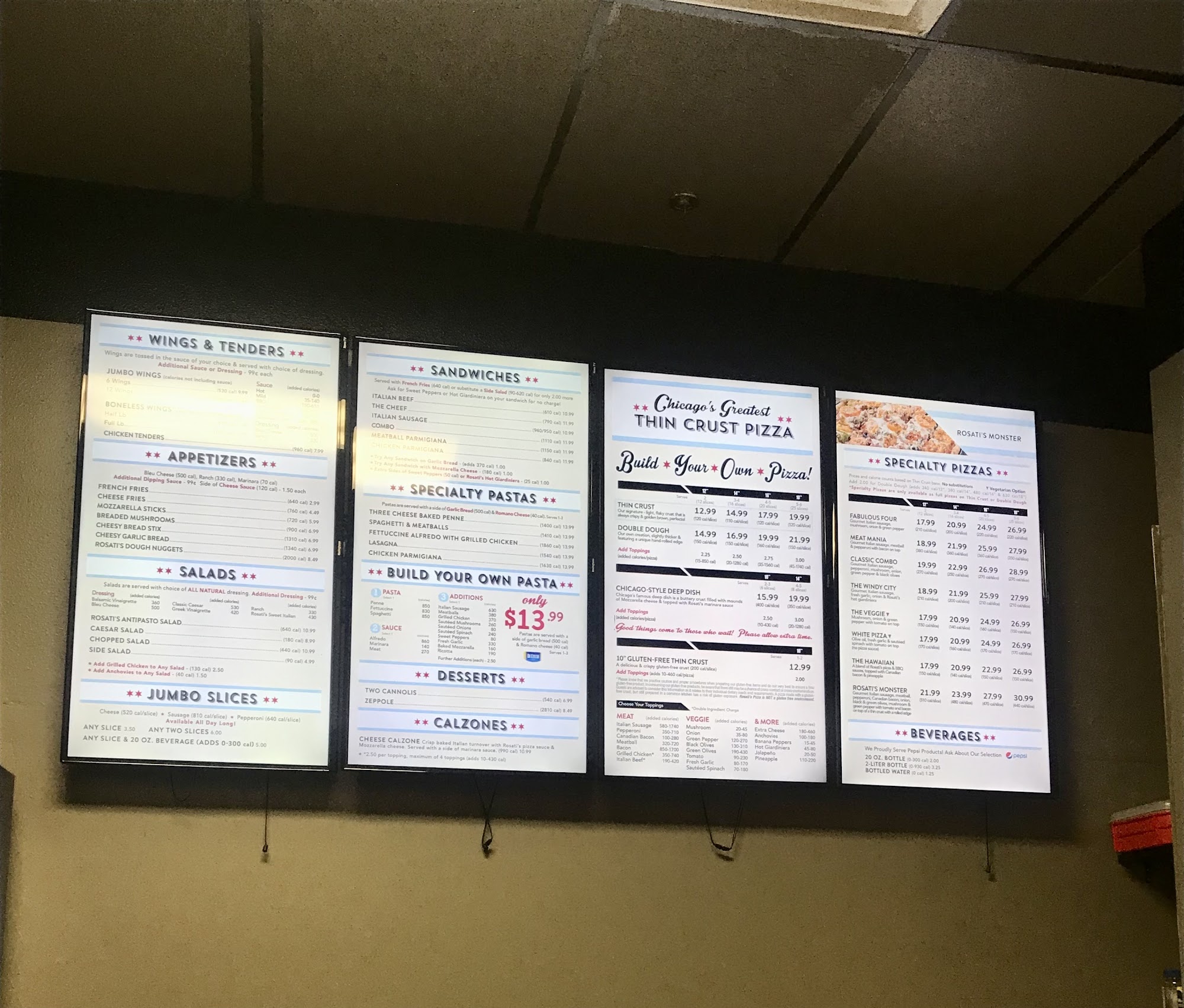 Rosati's Pizza Menu