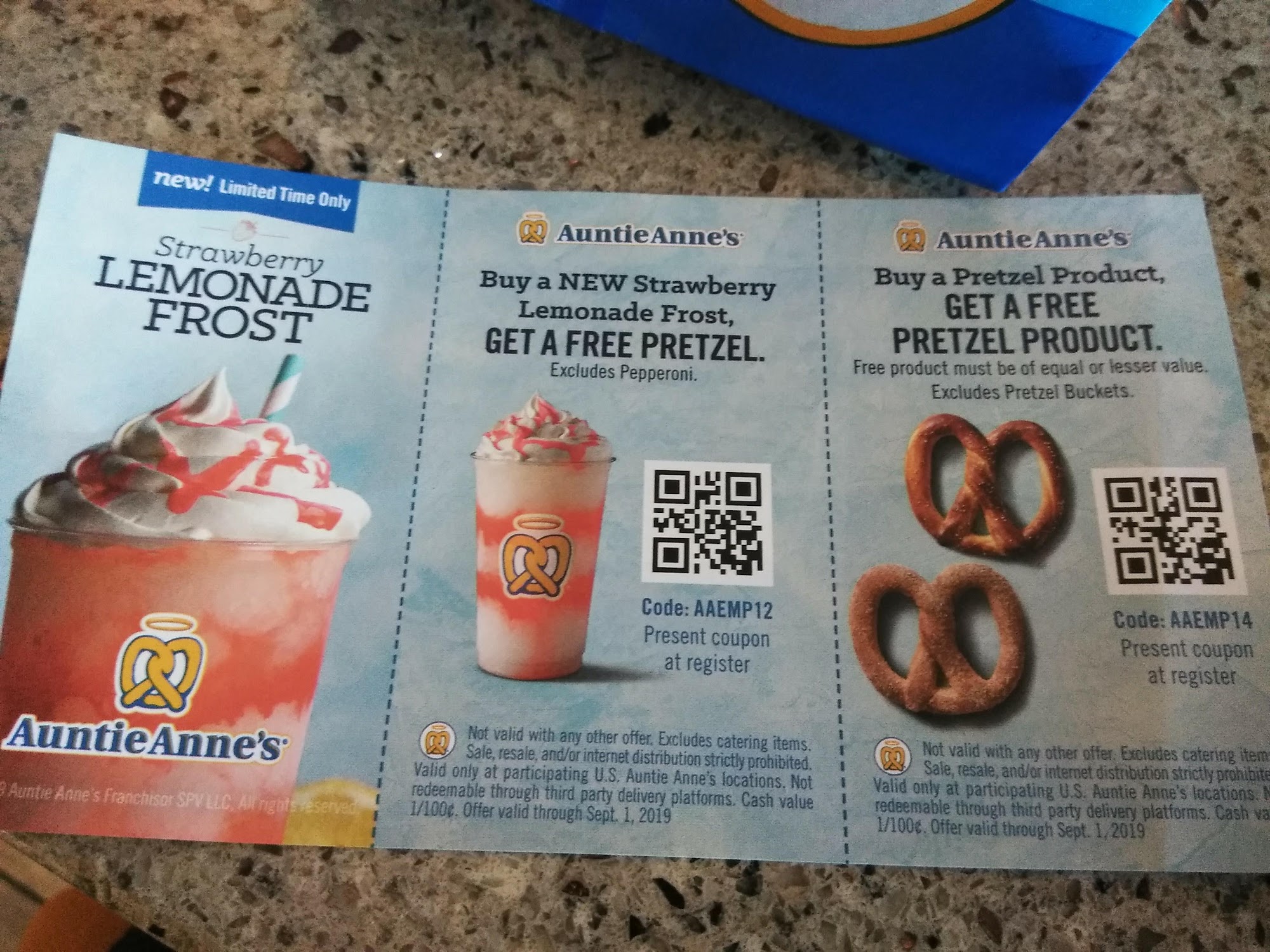 Auntie Anne's Menu