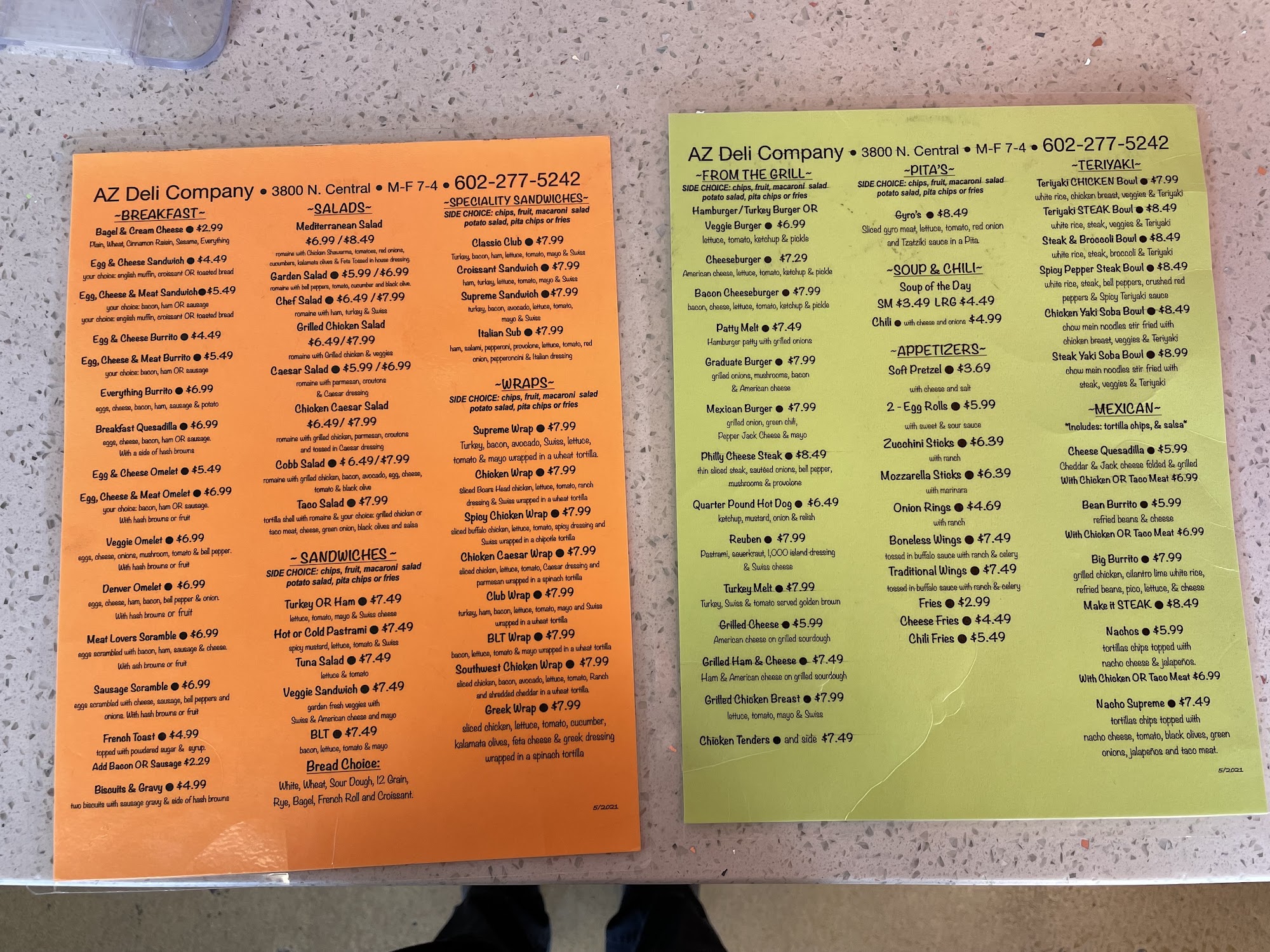 AZ DELI COMPANY Menu