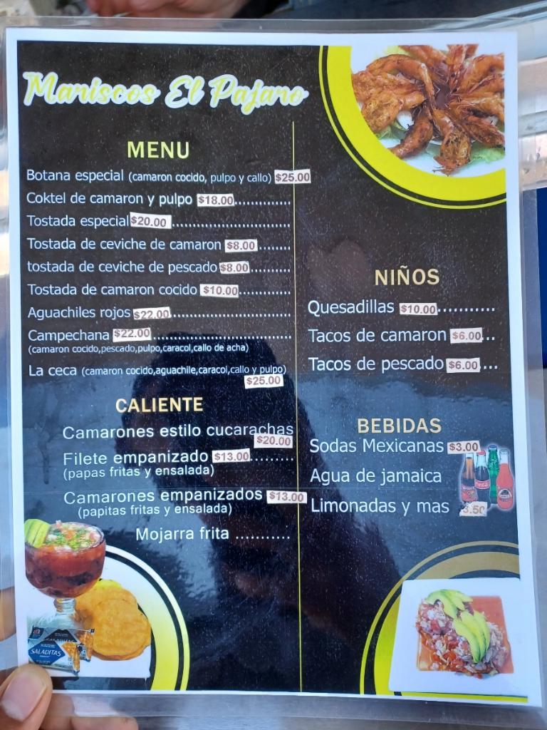 Mariscos El Pajaro Menu