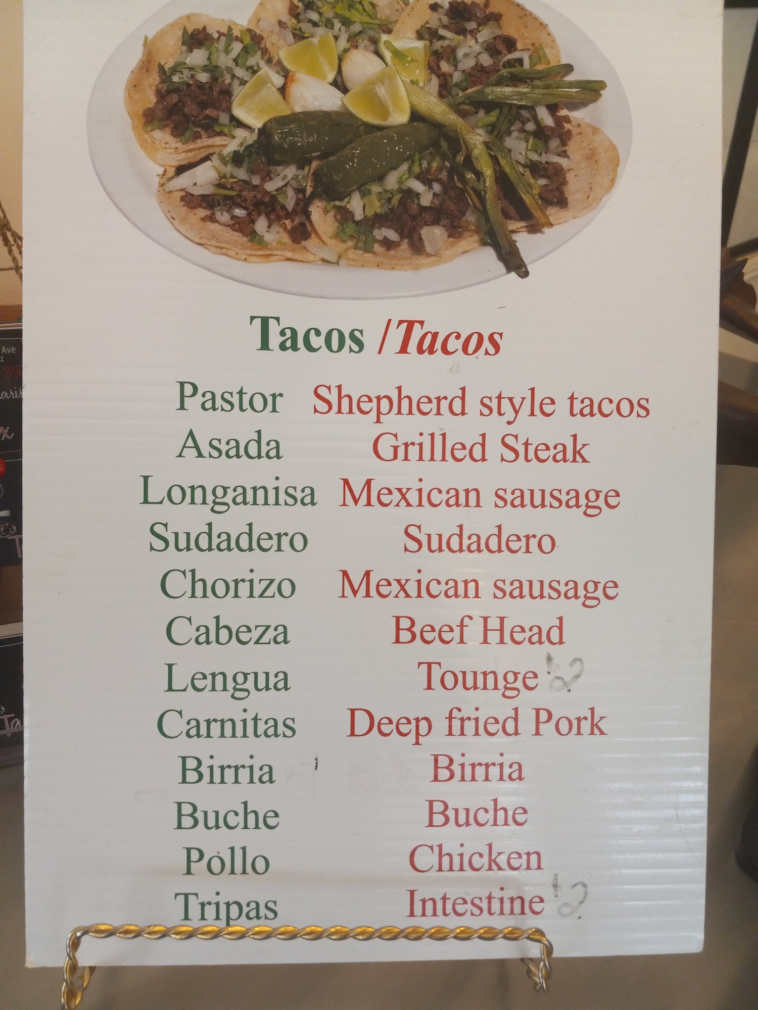 TacoMex Mexican Food Menu