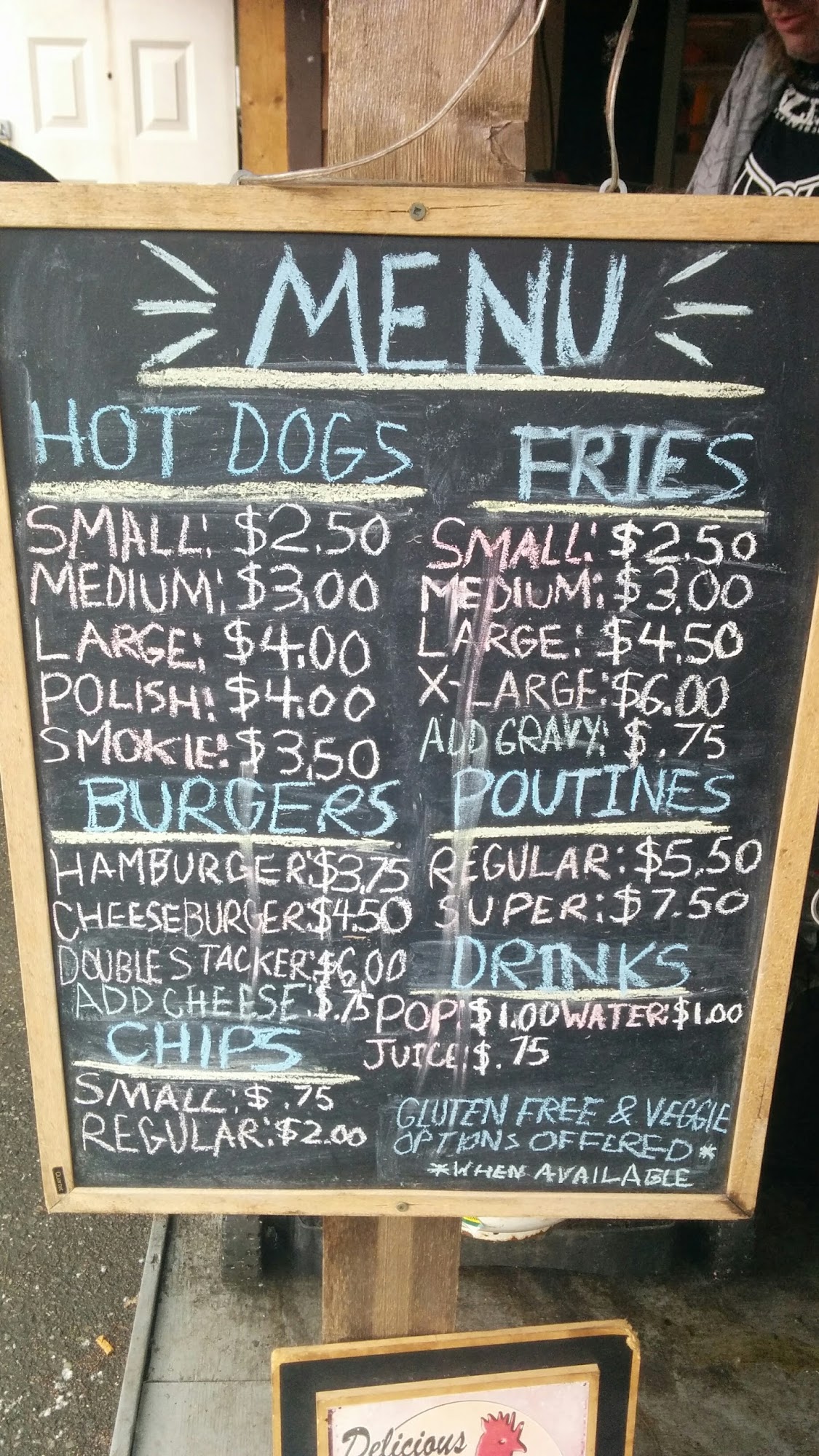 Kev’s hotdogs Menu