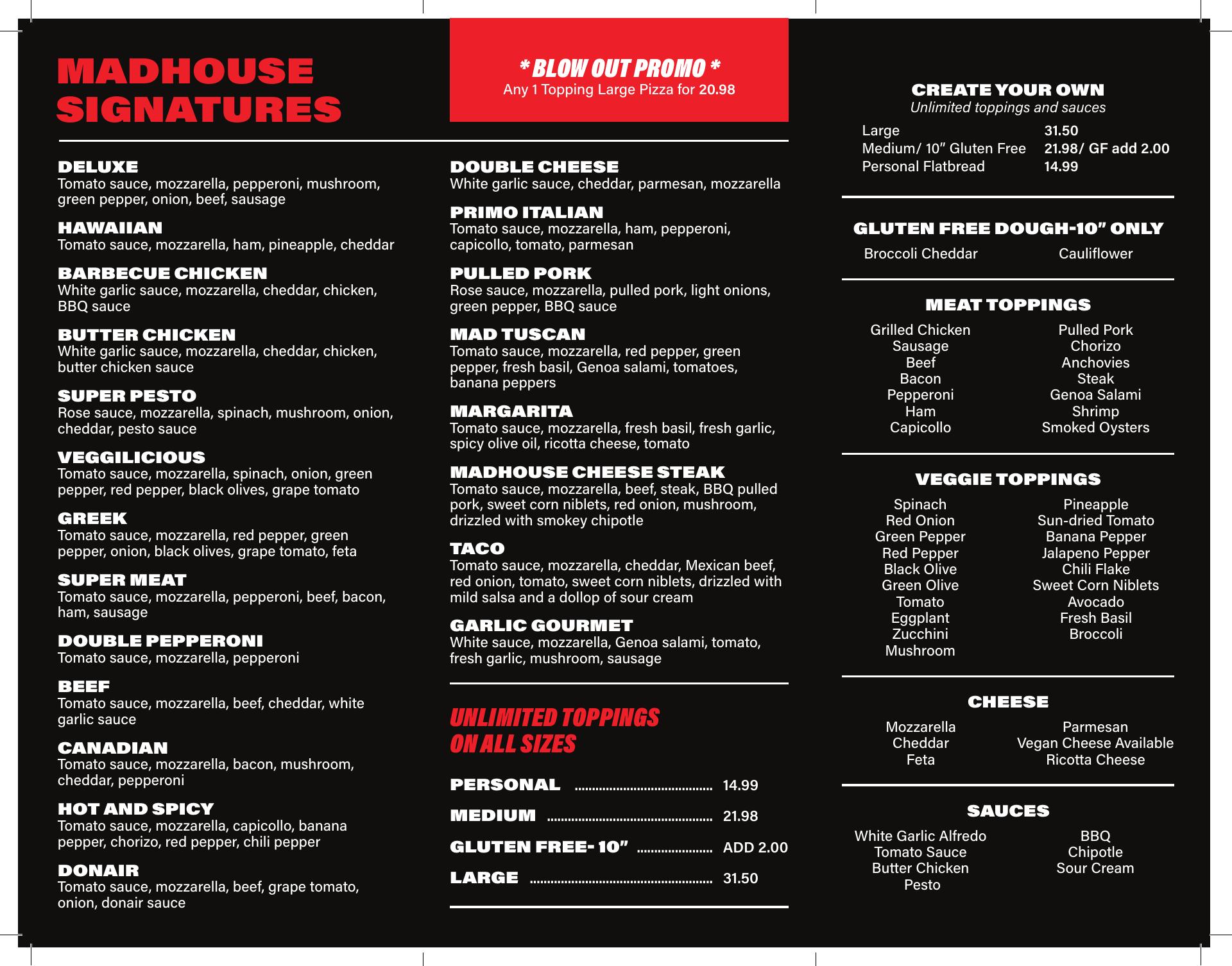 Madhouse Pizza - Tsawwassen's Own Delicious, Fun Pizzaria Delta BC 1189 56 St #200, Delta, BC V4L 2A2