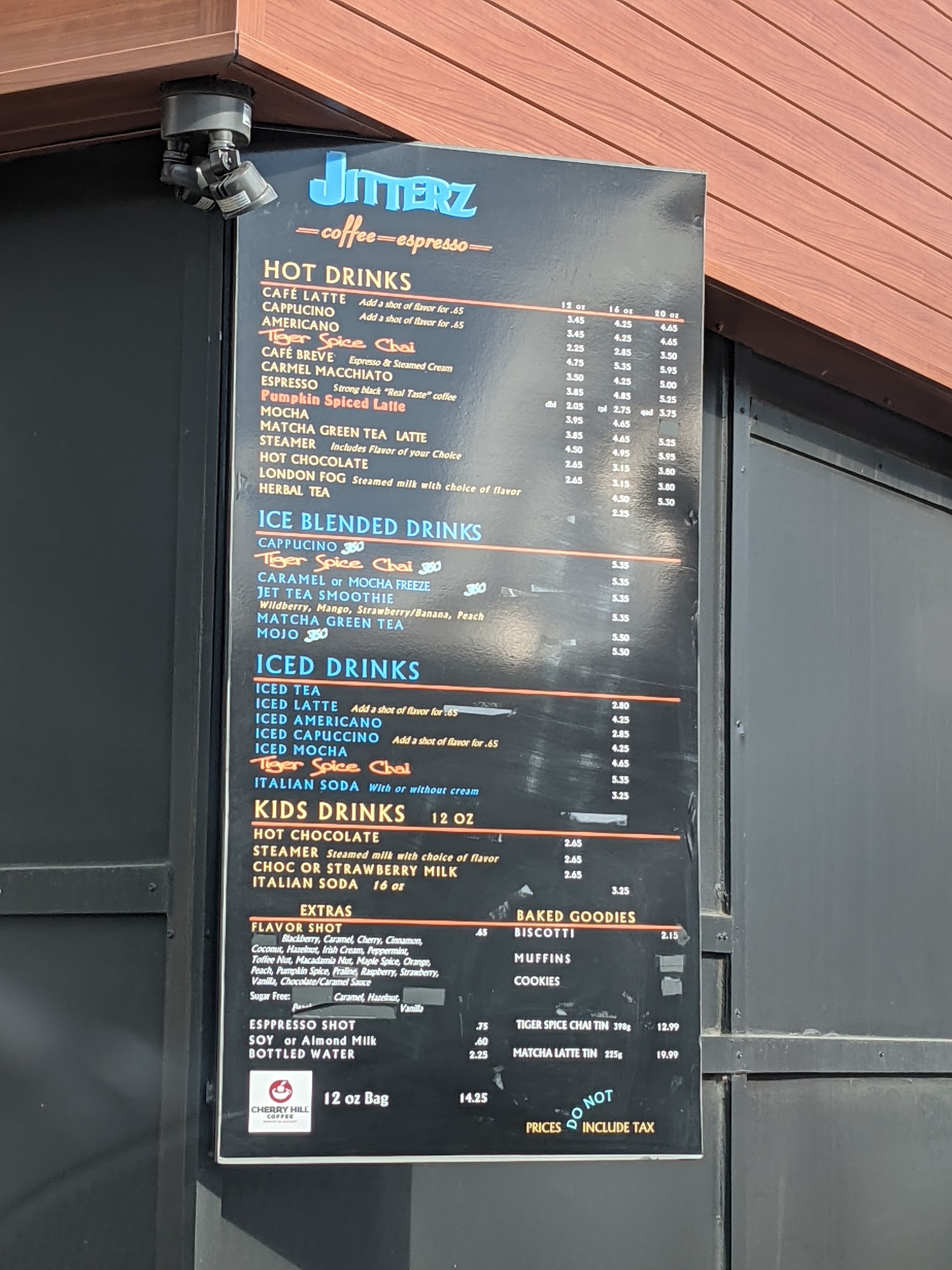 Jitterz Coffee & Espresso Menu