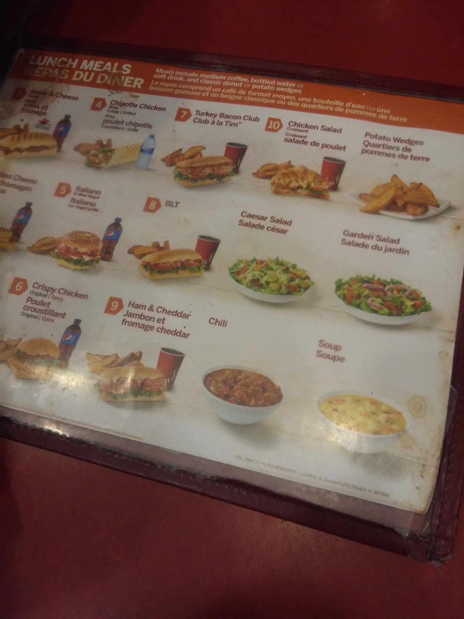 Tim Hortons Menu