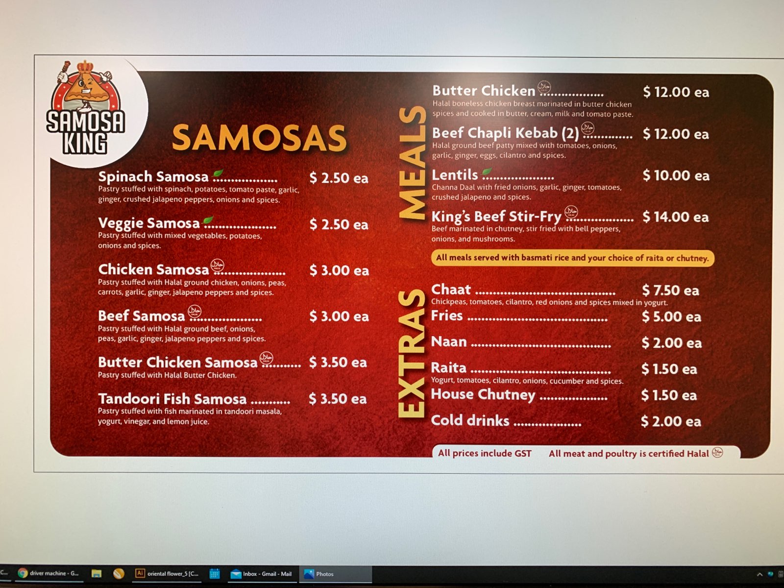 Al-Rahman Samosa King Menu