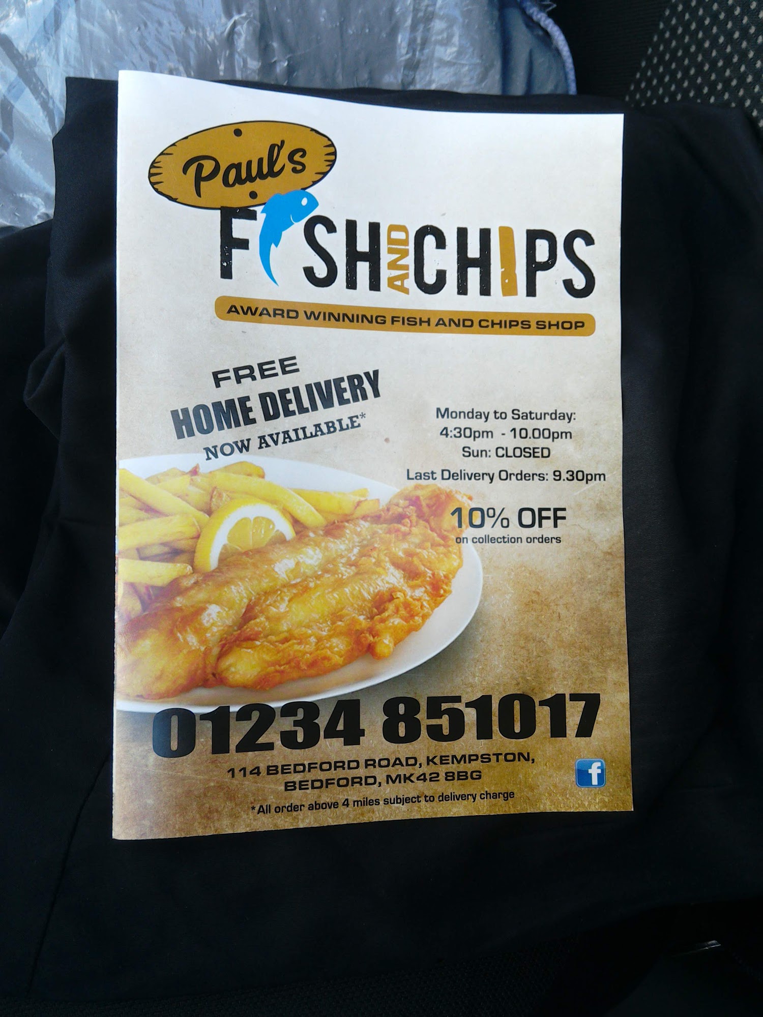 Paul's Fish & Chips Menu