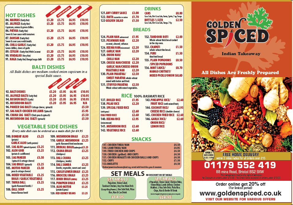 Golden Spiced Menu