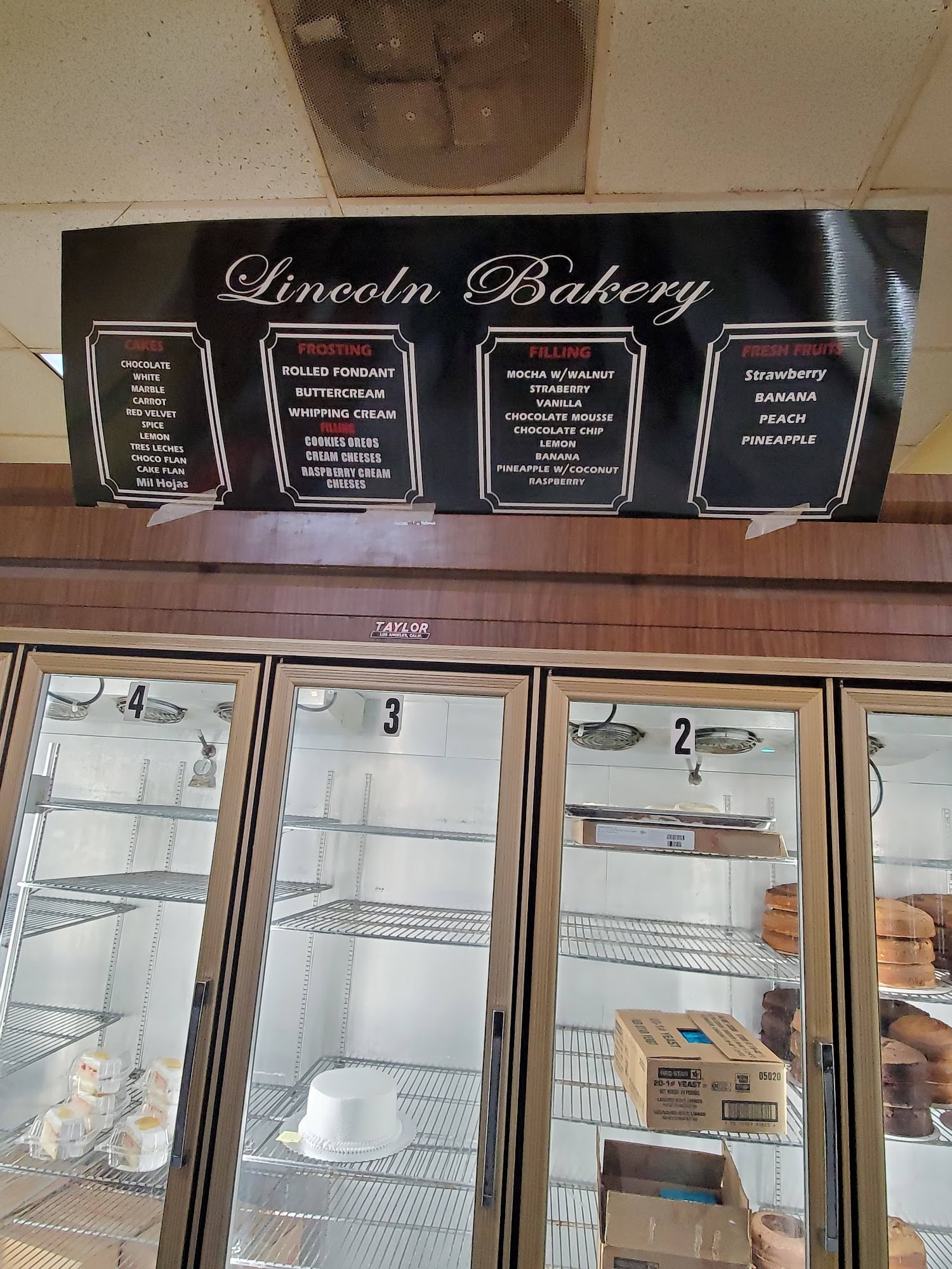 Lincoln Bakery Menu