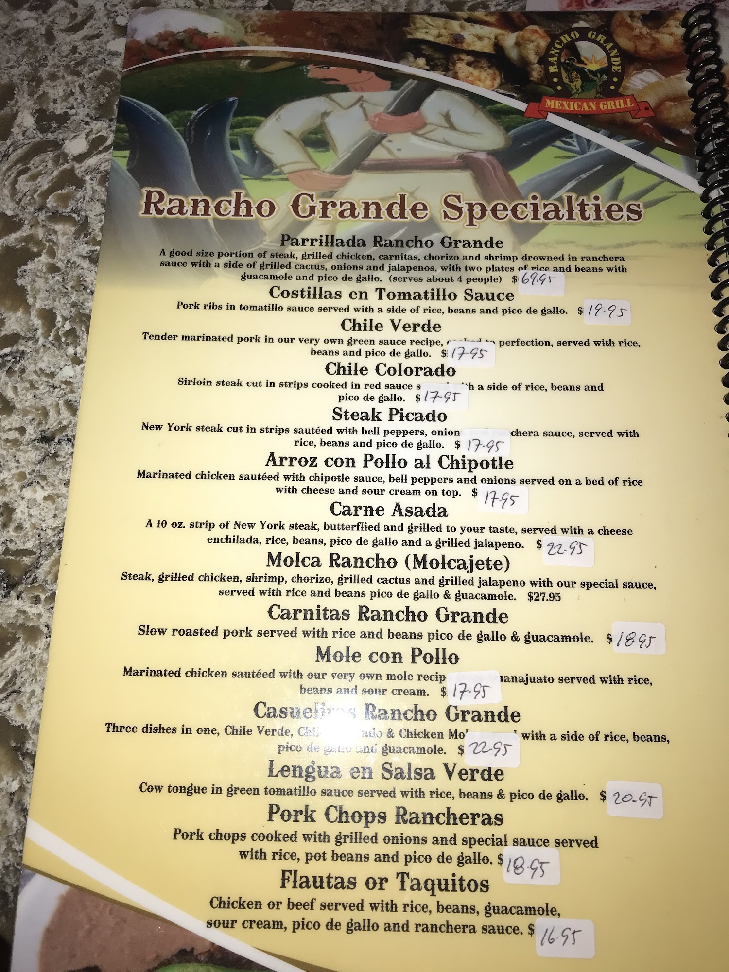 Rancho Grande Menu
