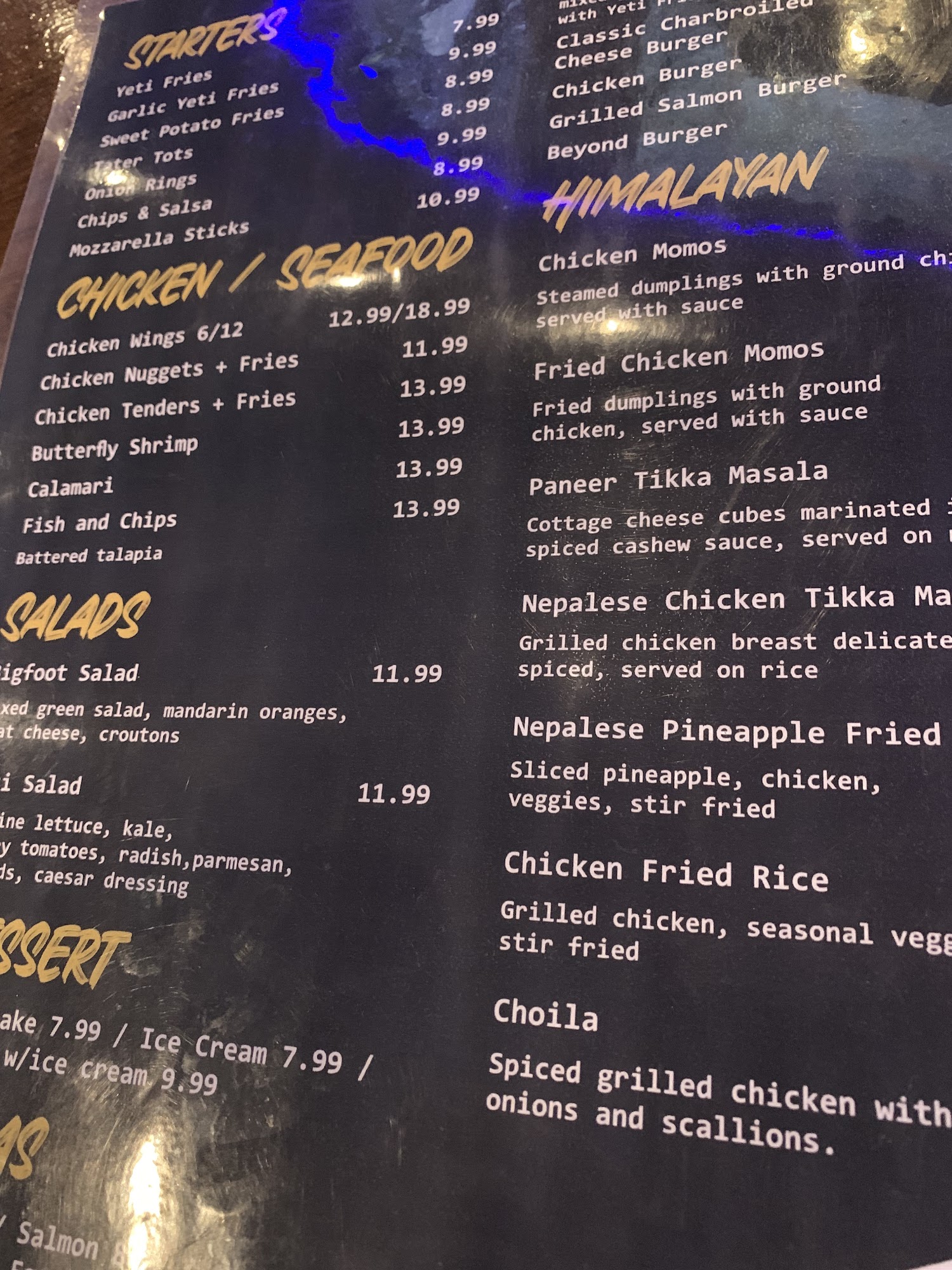 Cal Bar and Restaurant Menu