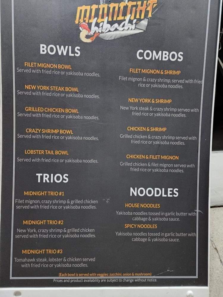 Midnighthibachi Menu