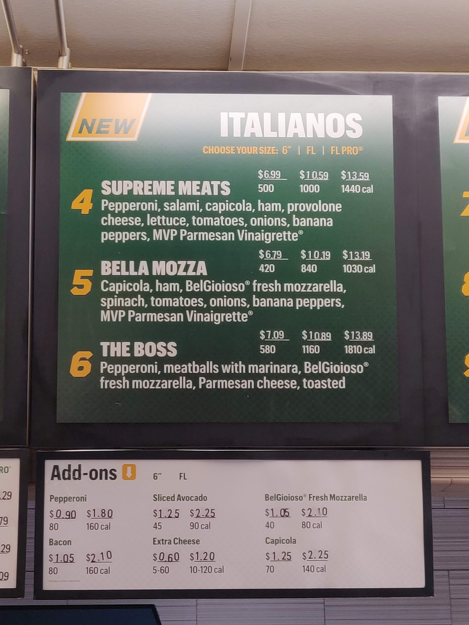 Subway Menu