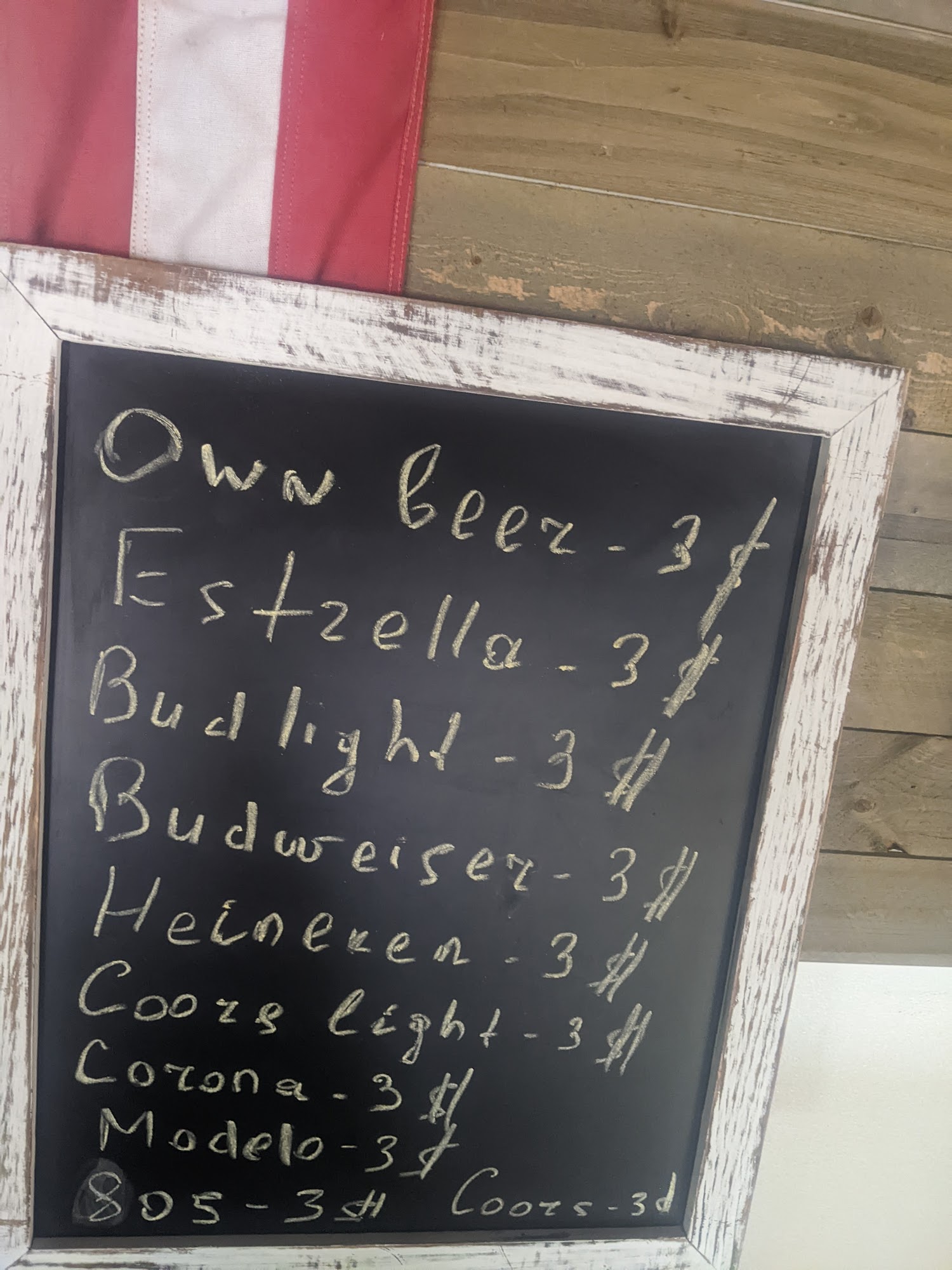 Coalinga Brewing company Menu