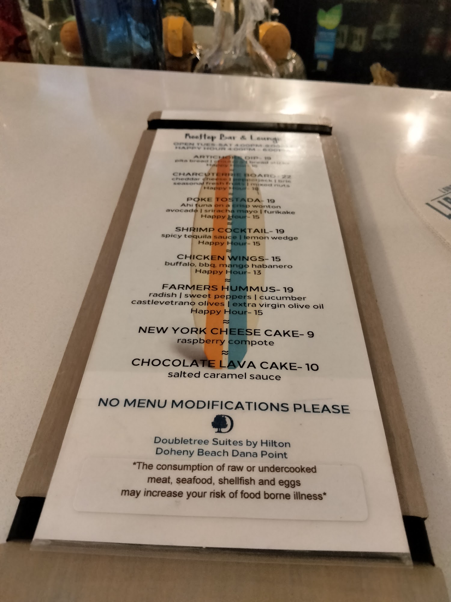 Longboard Rooftop Lounge Menu