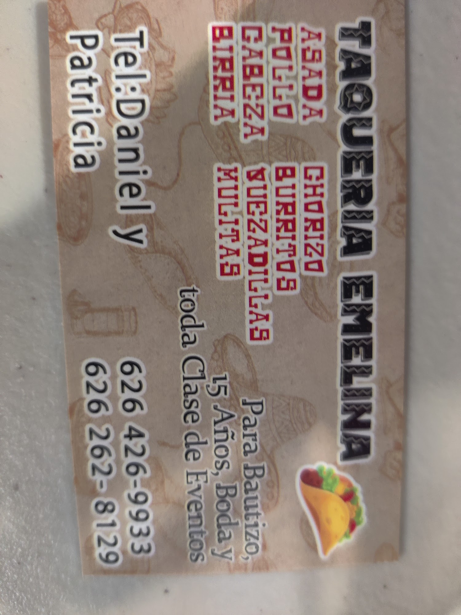 Taqueria emelina Menu